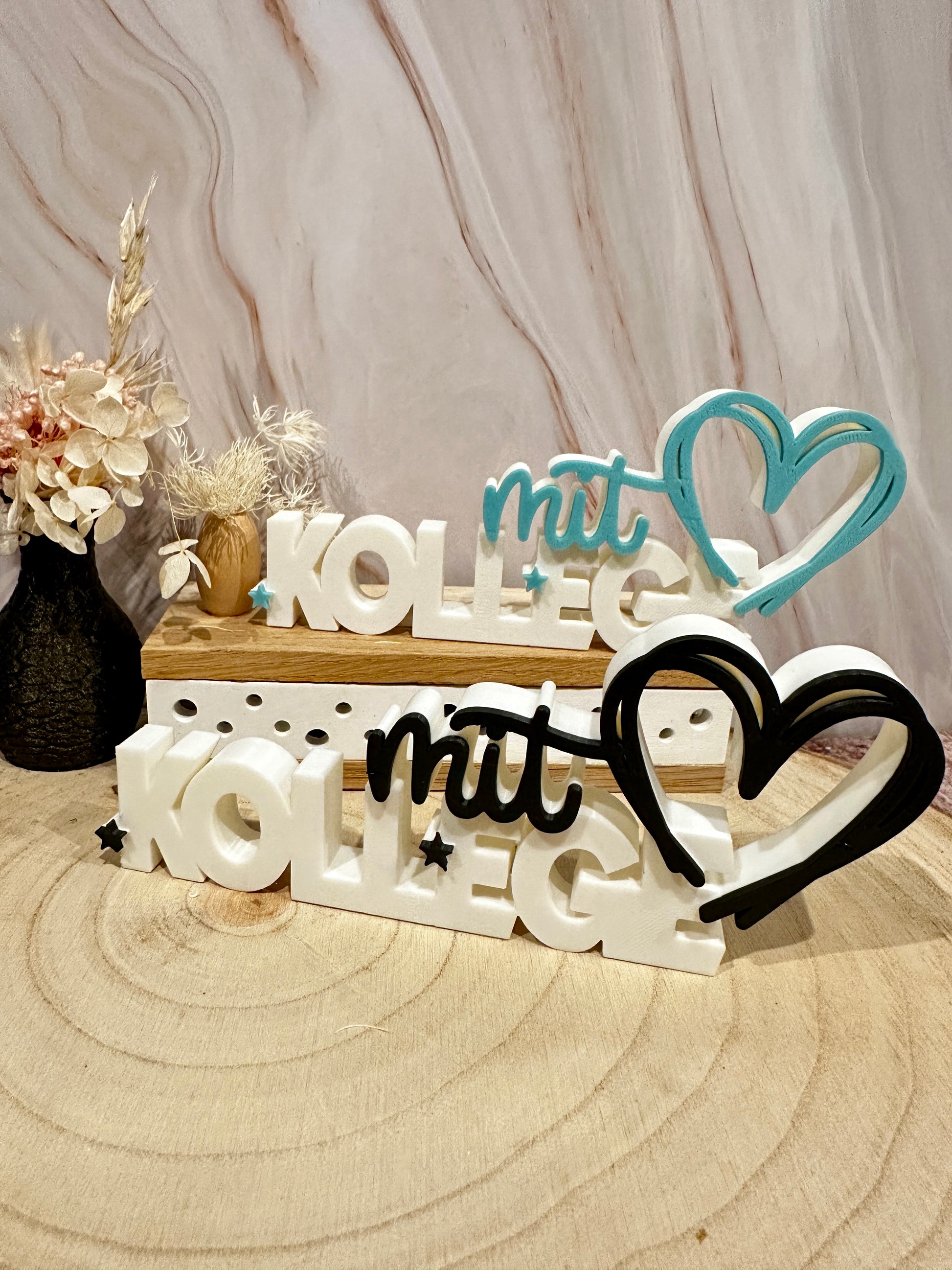 Een collega met een hart – decoratieve letters als cadeau voor op de werkvloer
