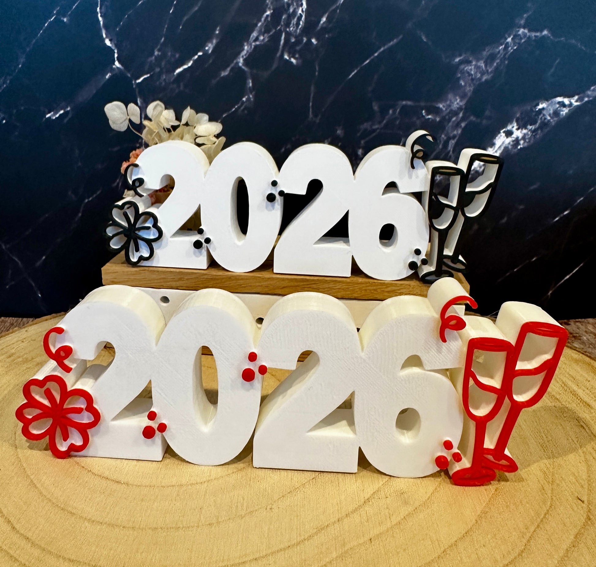Nieuwjaarsdecoraties 2026 met champagneglazen – Stijlvolle tafeldecoraties voor oudejaarsavond – Cadeau voor de jaarwisseling