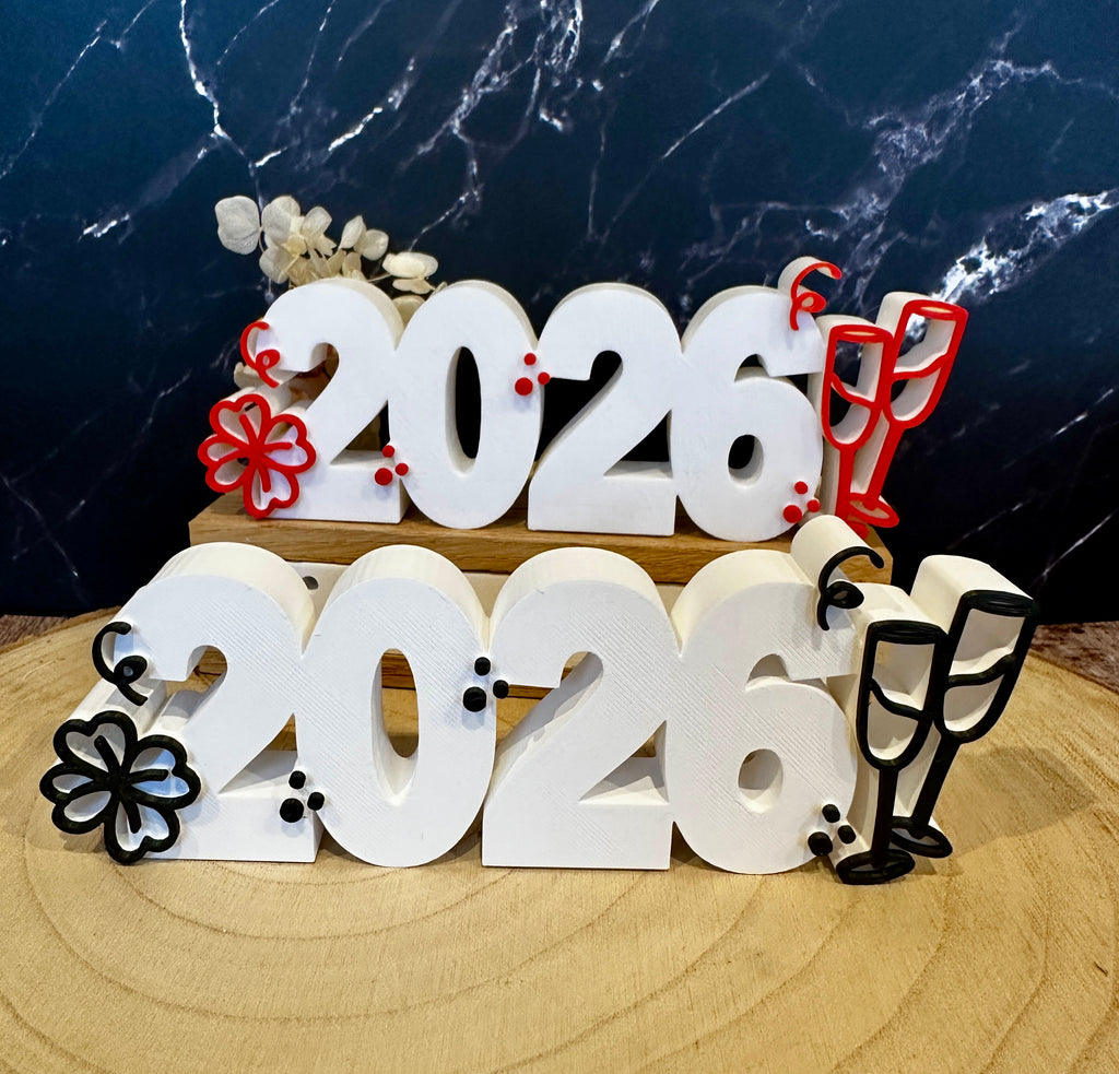 Nieuwjaarsdecoraties 2026 met champagneglazen – Stijlvolle tafeldecoraties voor oudejaarsavond – Cadeau voor de jaarwisseling