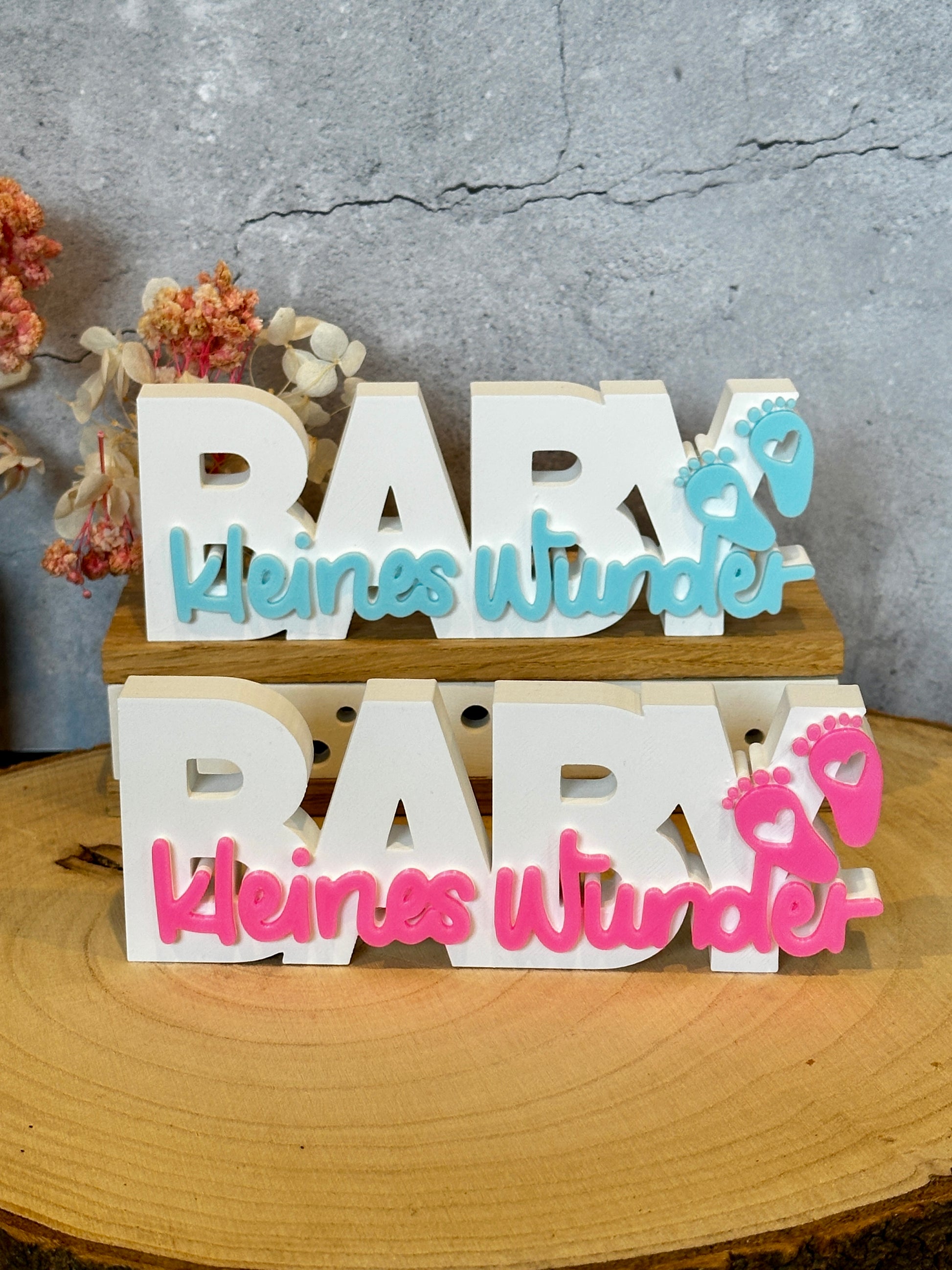 BABY kleines Wunder – dekorativer Schriftzug mit Babyfüßen | Geschenk zur Geburt
