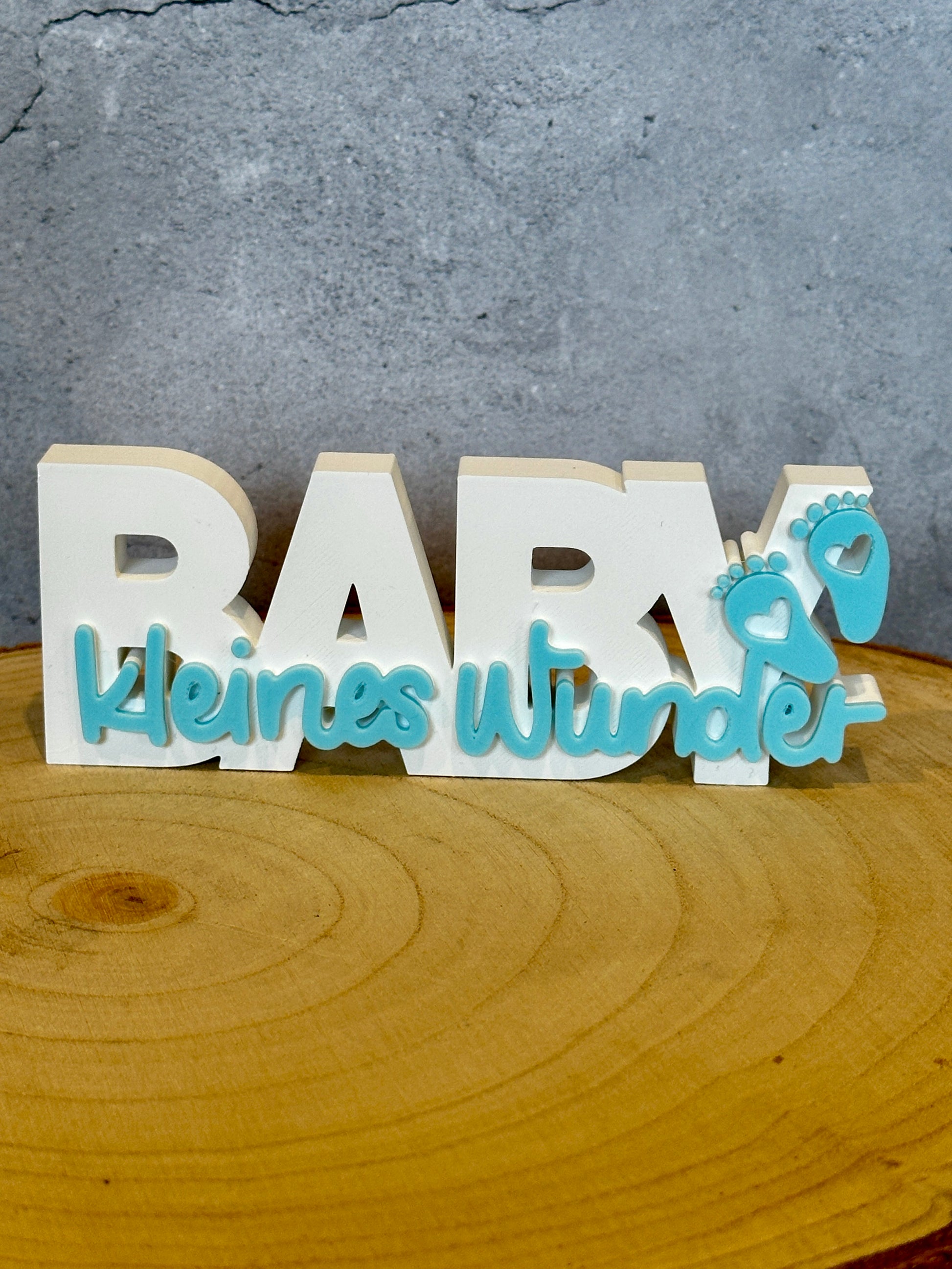 BABY kleines Wunder – dekorativer Schriftzug mit Babyfüßen | Geschenk zur Geburt