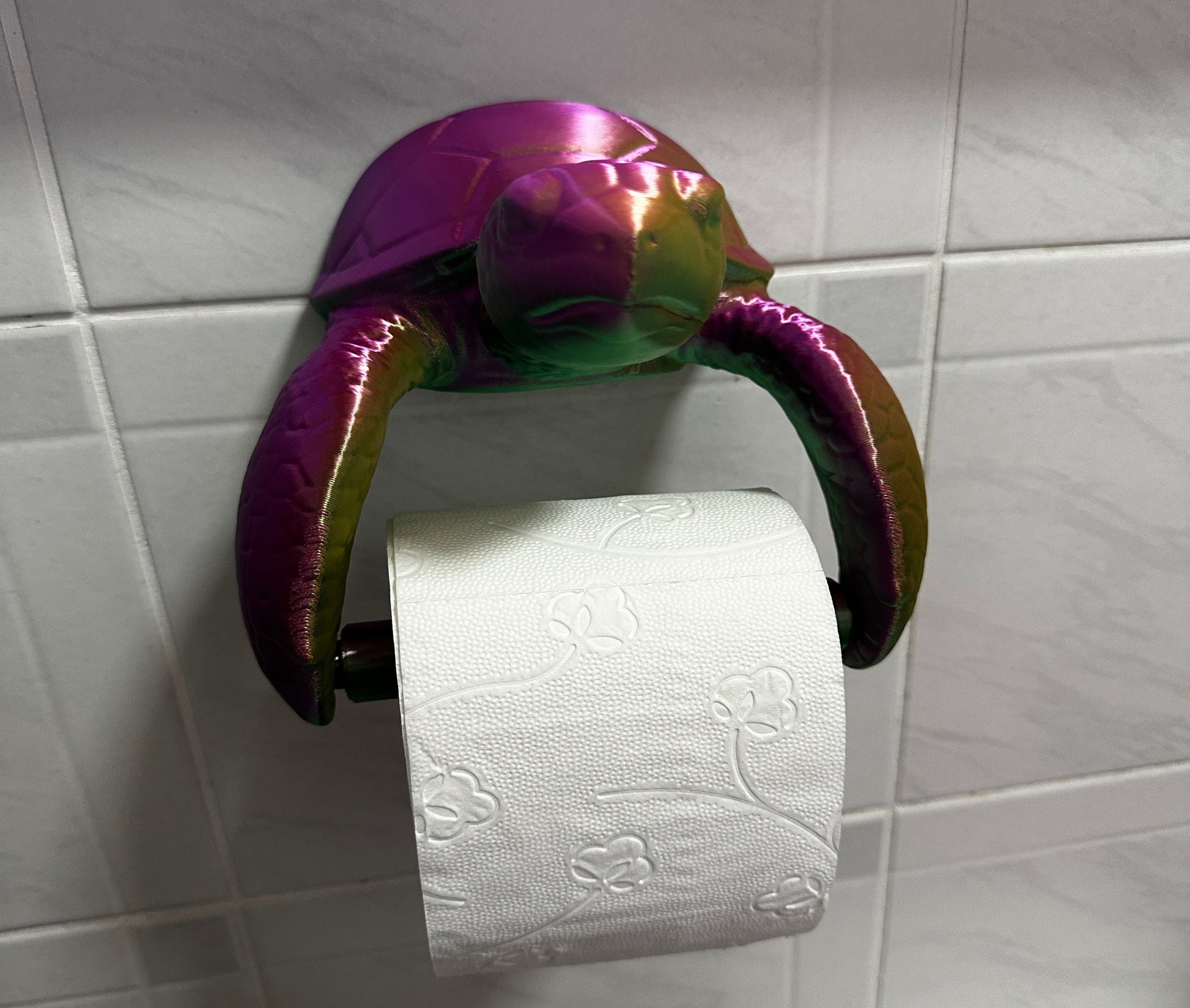 Toiletrolhouder zeeschildpad goud-groen-paars