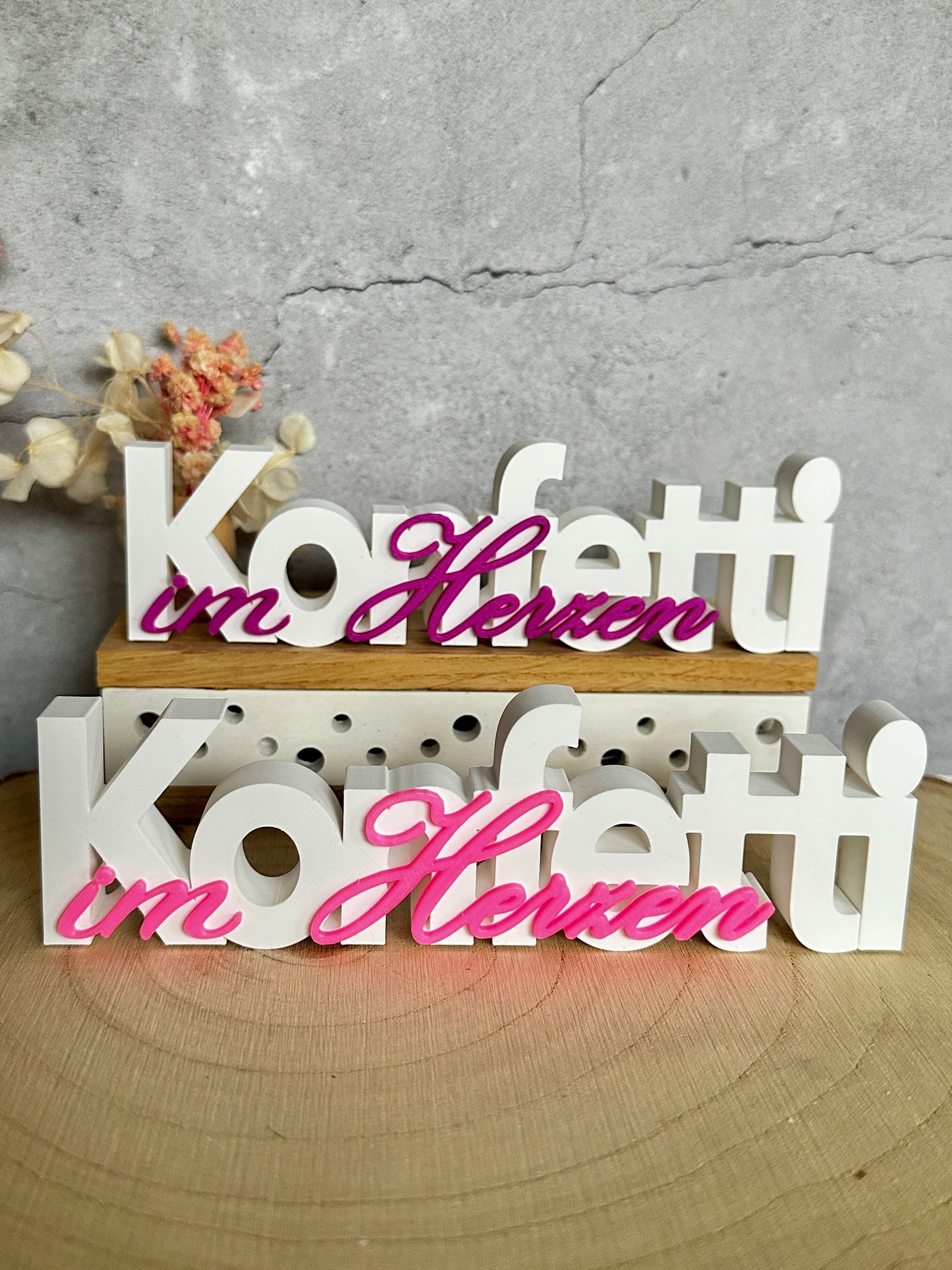 Konfetti im Herzen – fröhlicher Deko-Schriftzug mit Herz