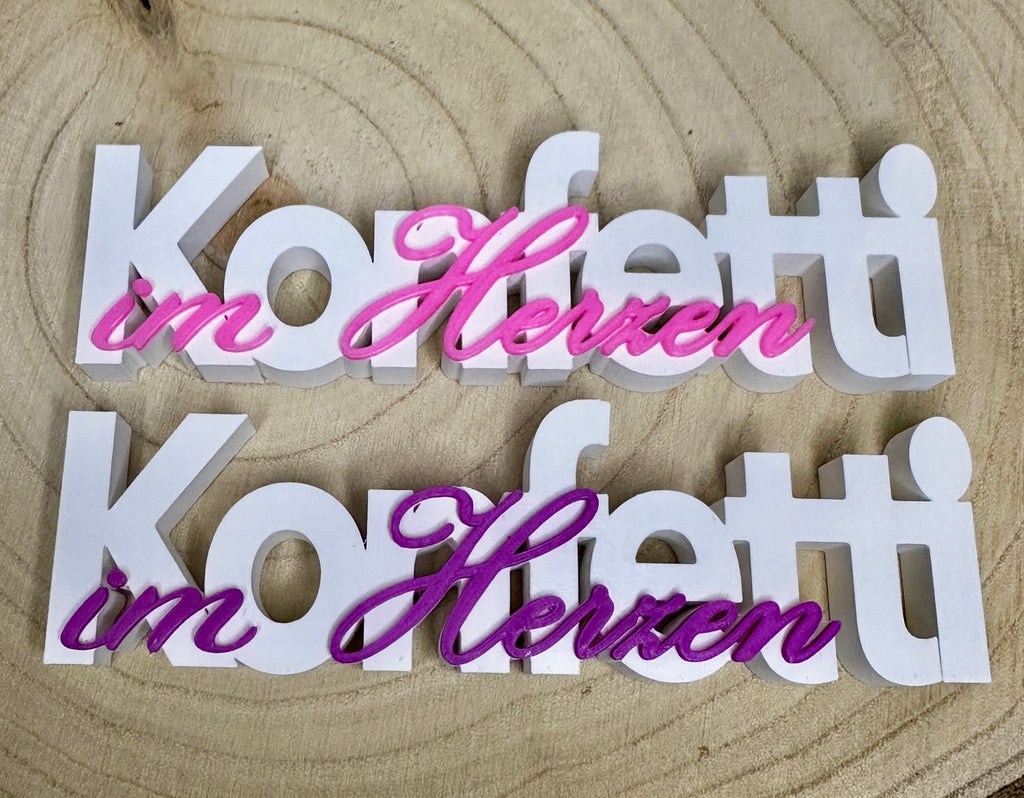 Konfetti im Herzen – fröhlicher Deko-Schriftzug mit Herz