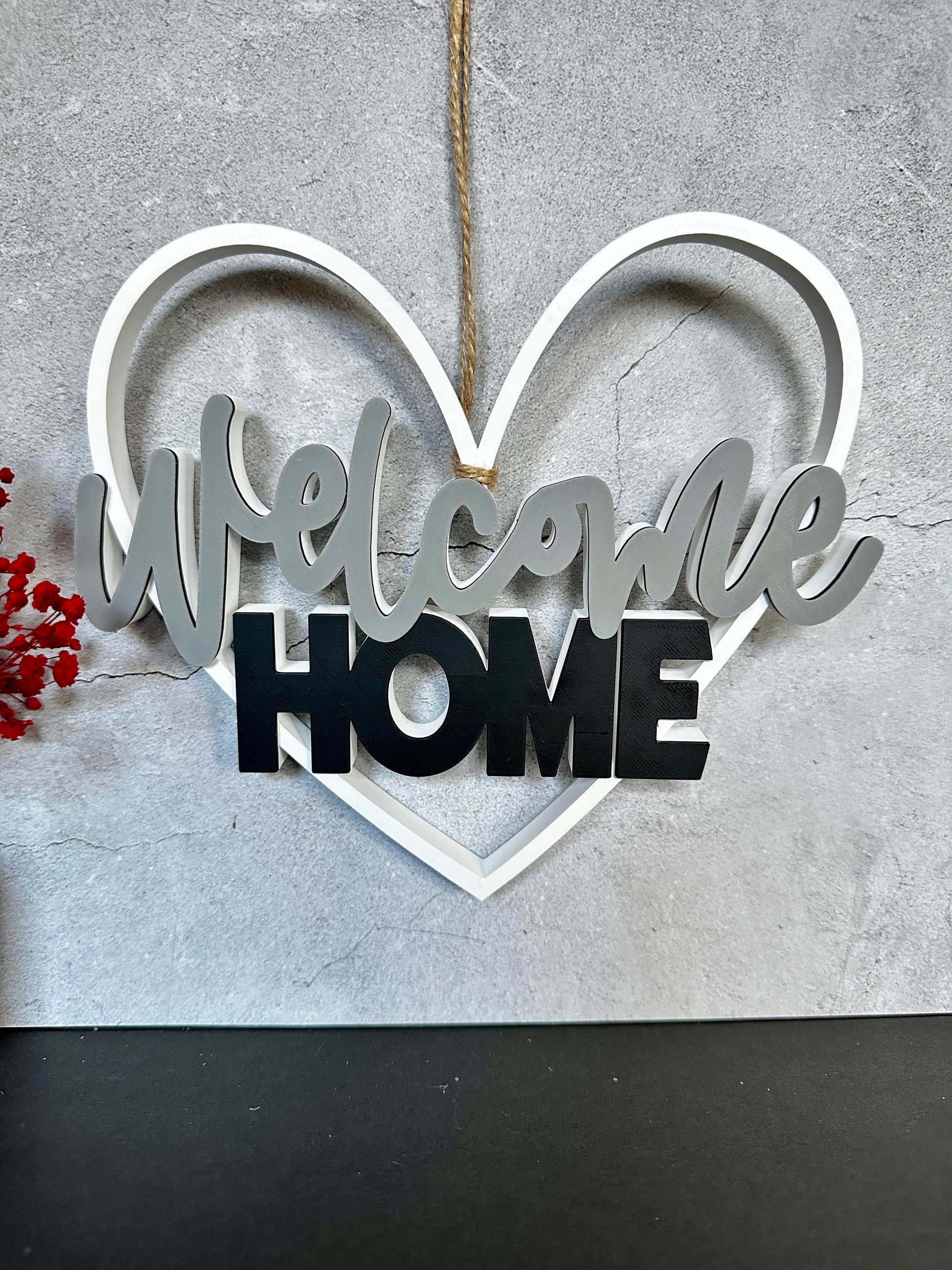 Welcome Home Herz – moderne Tür- & Wanddeko mit Herzform