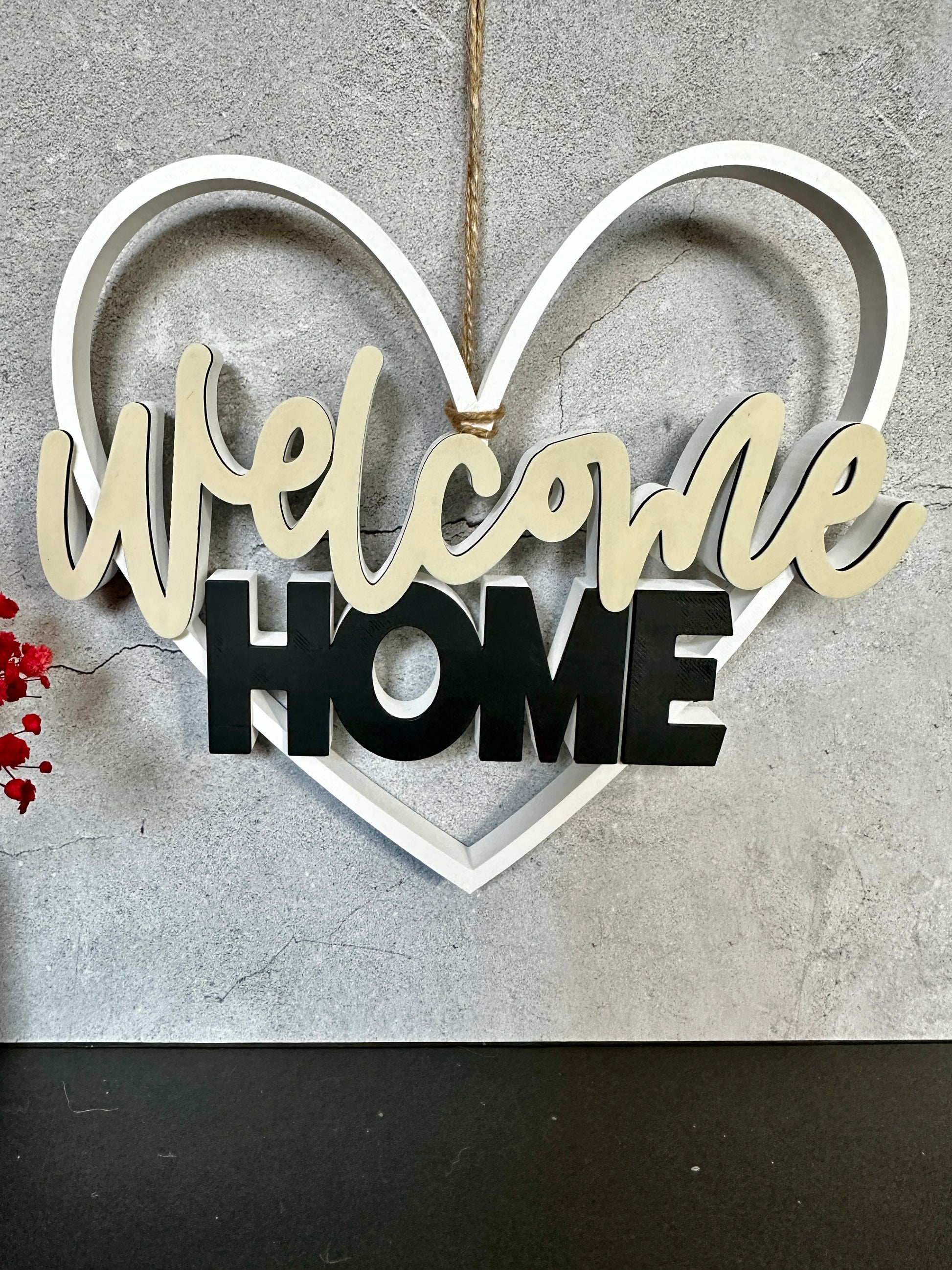 Welcome Home Herz – moderne Tür- & Wanddeko mit Herzform