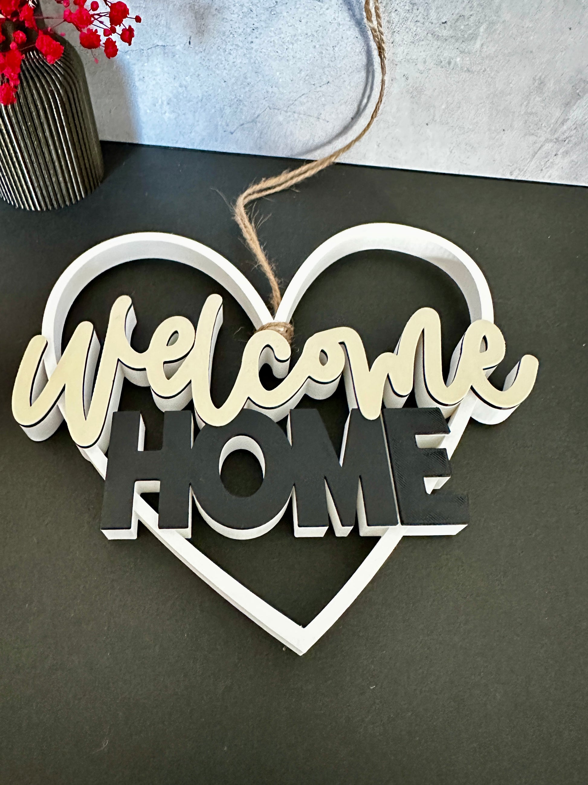 Welcome Home Herz – moderne Tür- & Wanddeko mit Herzform