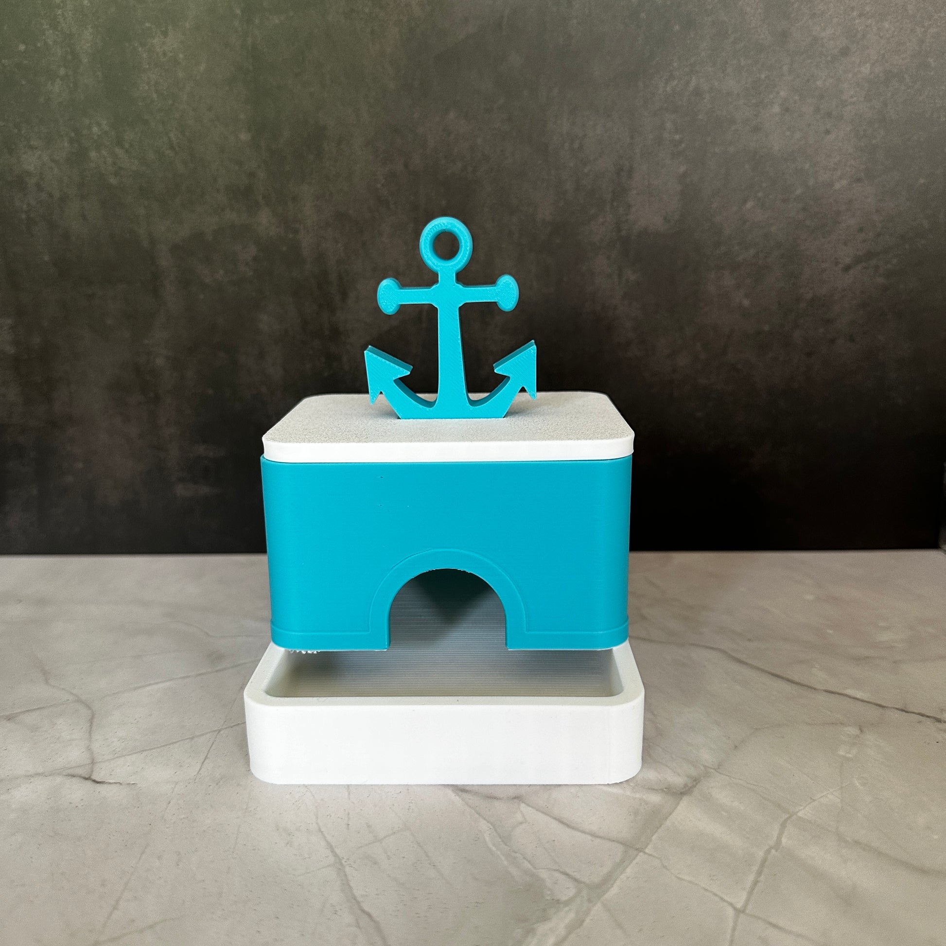 Nautische badkamerset – schip en vuurtoren in turquoise