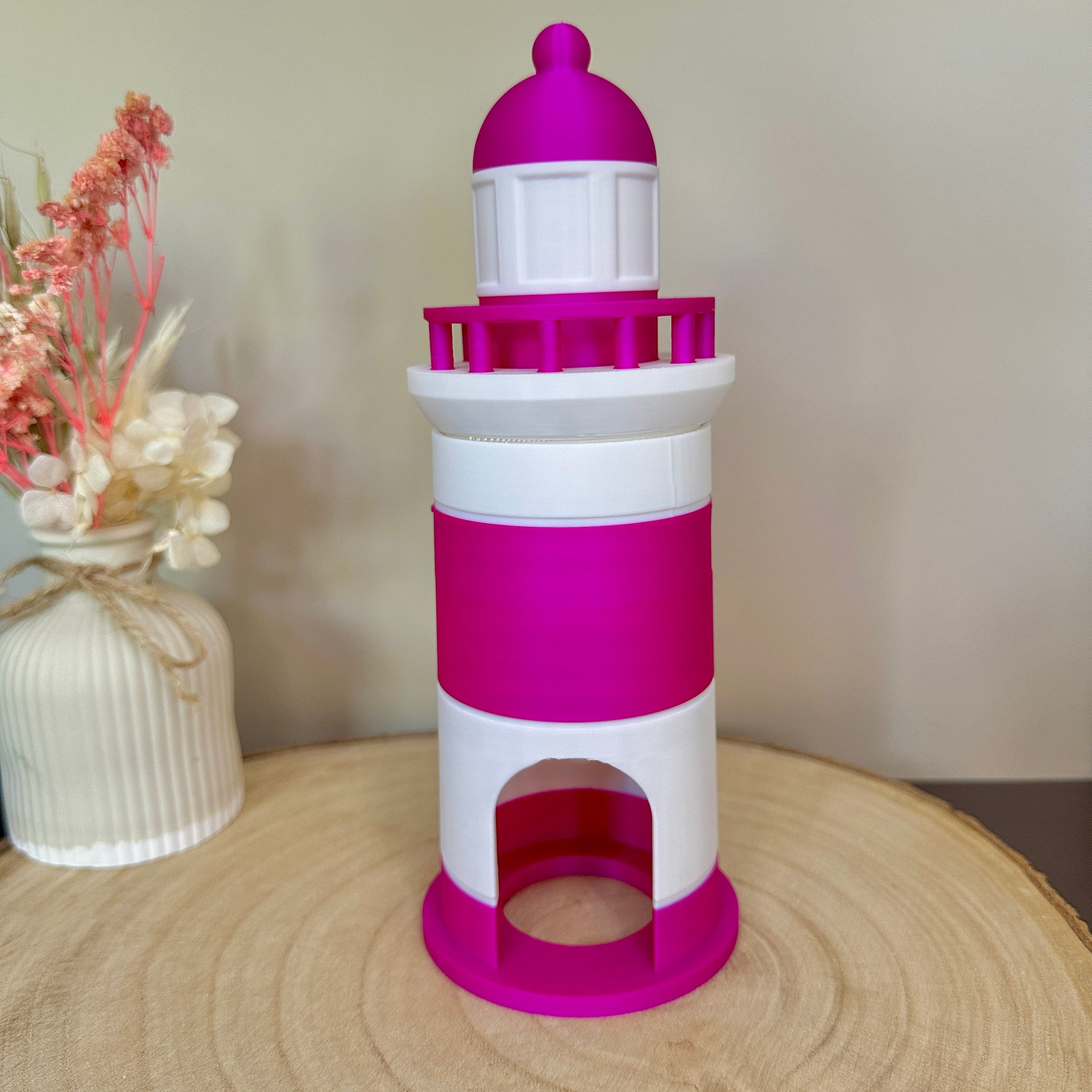 Nautische badkamerset – schip en vuurtoren in magenta