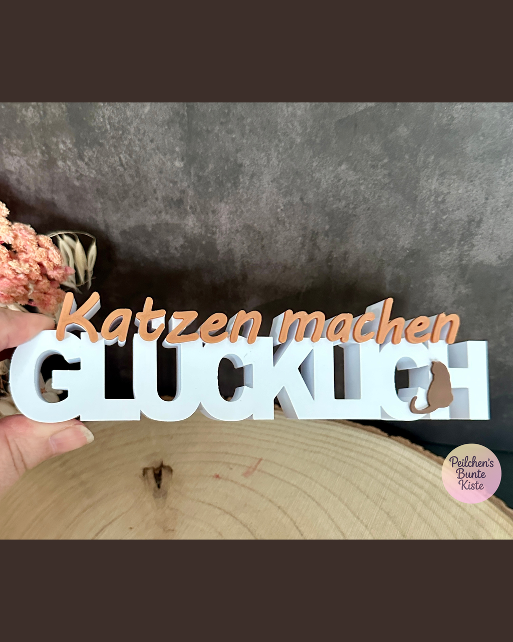 Katzen machen glücklich – Deko-Schriftzug für Katzenliebhaber