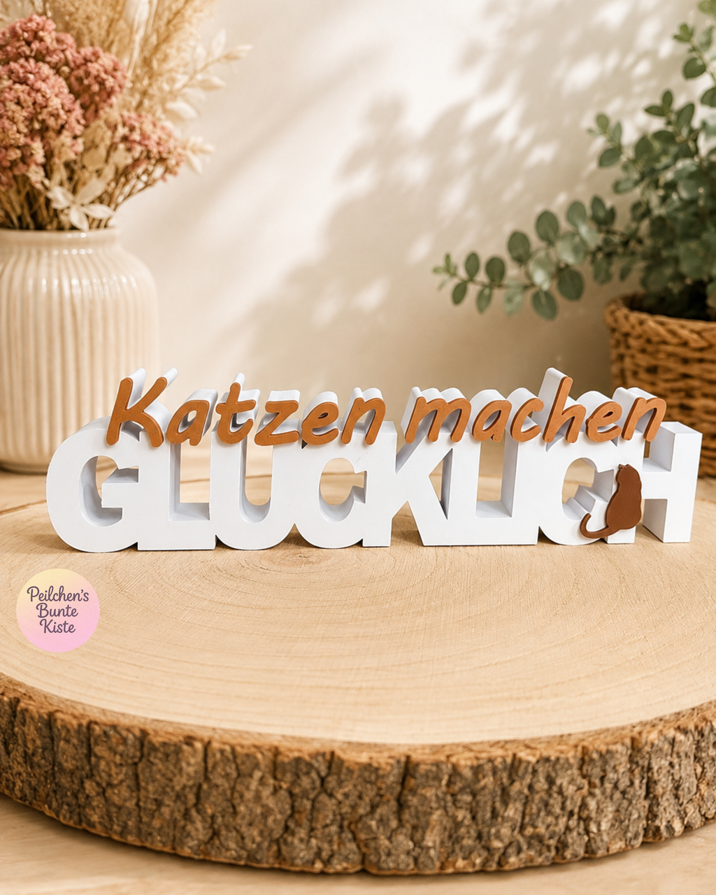 Katzen machen glücklich – Deko-Schriftzug für Katzenliebhaber