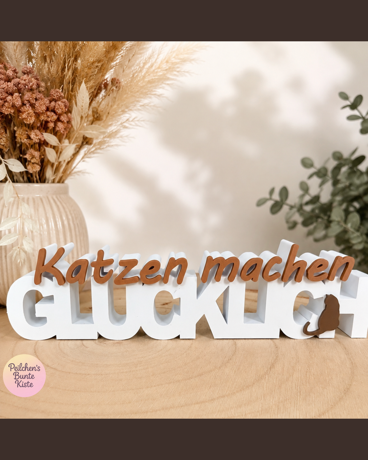 Katzen machen glücklich – Deko-Schriftzug für Katzenliebhaber