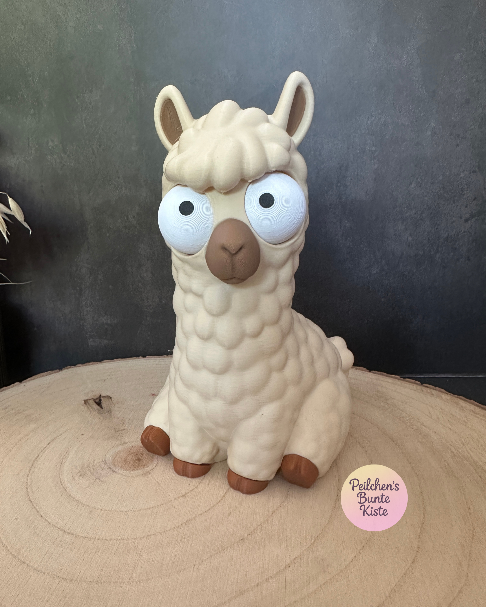 Lustiges Lama mit beweglichen Augen – Deko mit Charakter