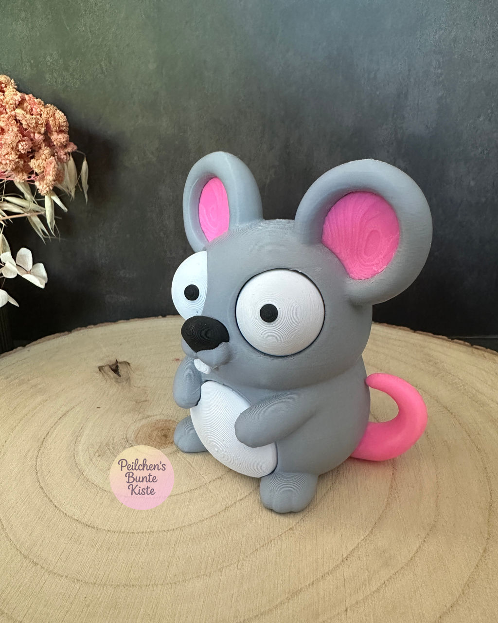Mimic Maus mit beweglichen Augen – Lustige Kulleraugen-Deko