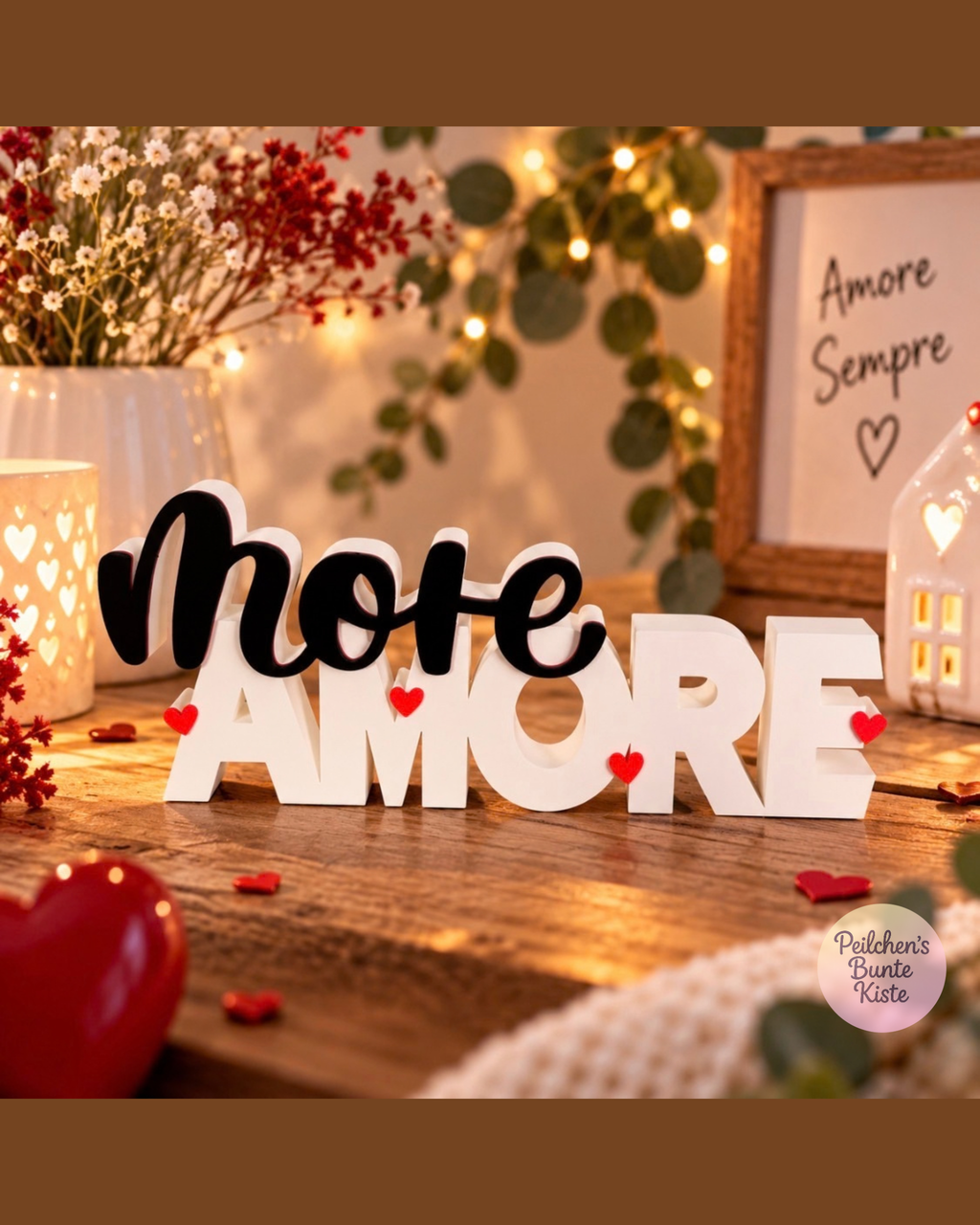 AMORE Schild mit Herzen – romantisches Geschenk für besondere Menschen