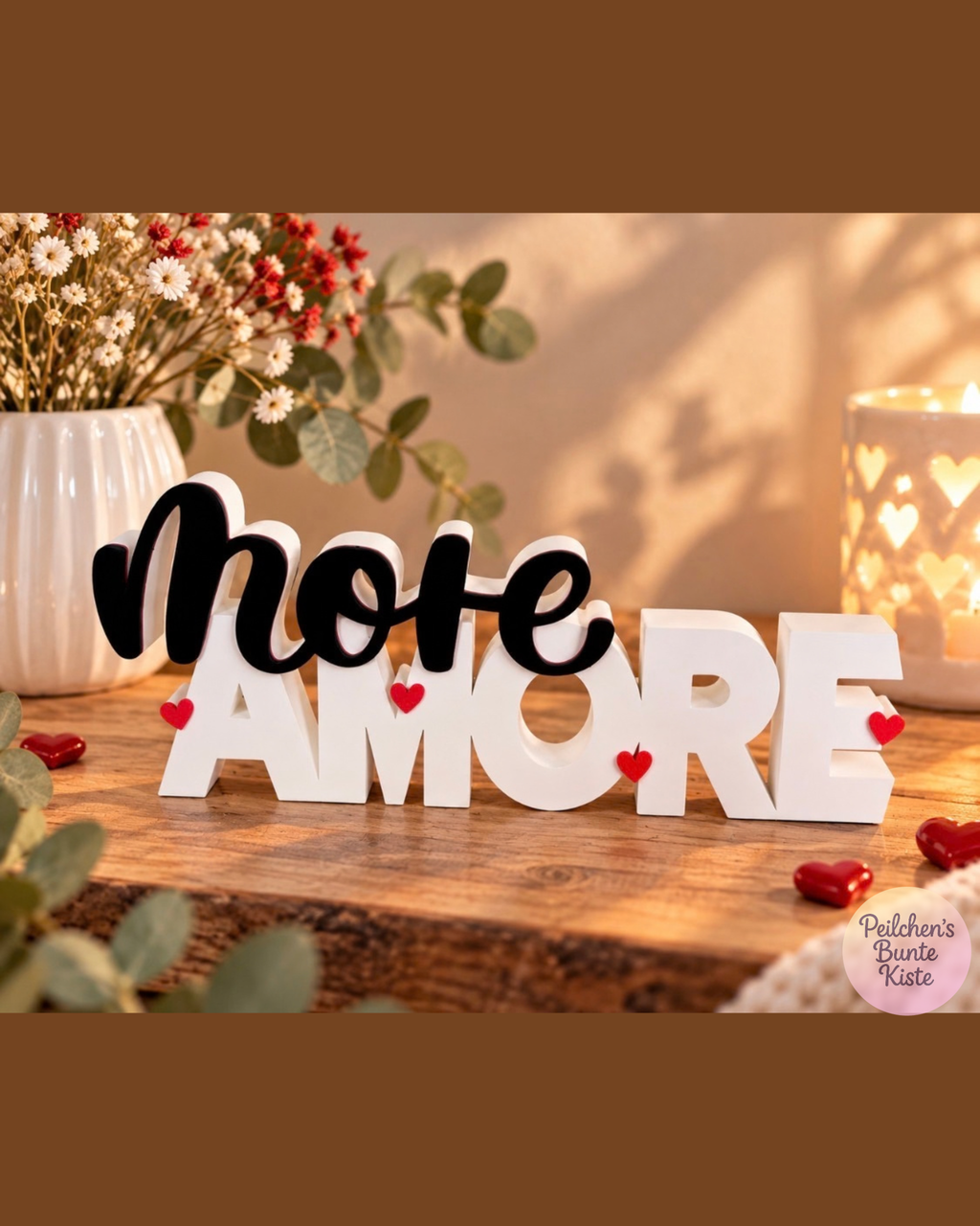 AMORE Schild mit Herzen – romantisches Geschenk für besondere Menschen