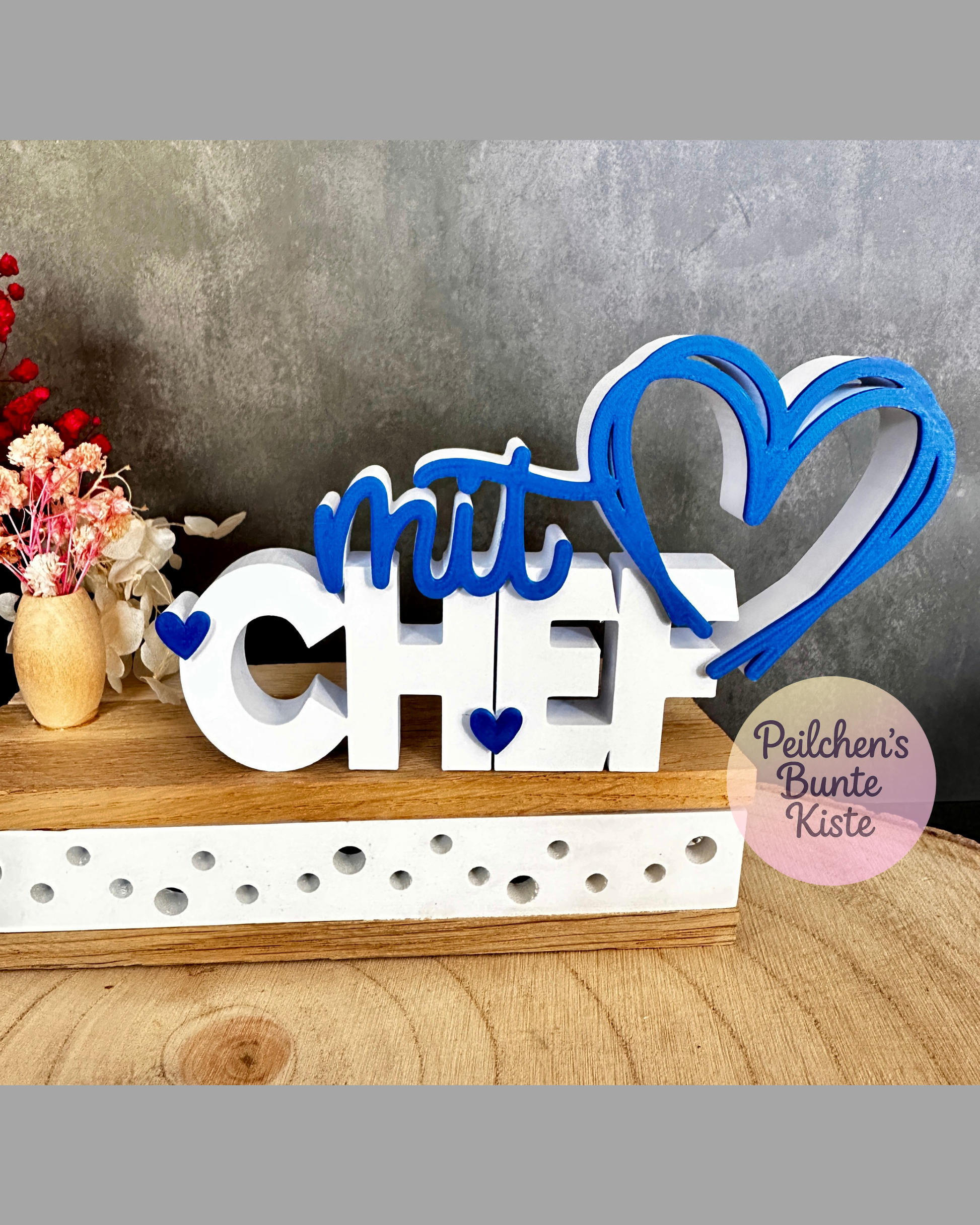 Geschenk für Chef oder Chefin mit Herz – Dekoschriftzug als Dankeschön
