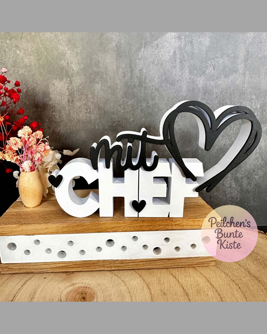 Geschenk für Chef oder Chefin mit Herz – Dekoschriftzug als Dankeschön