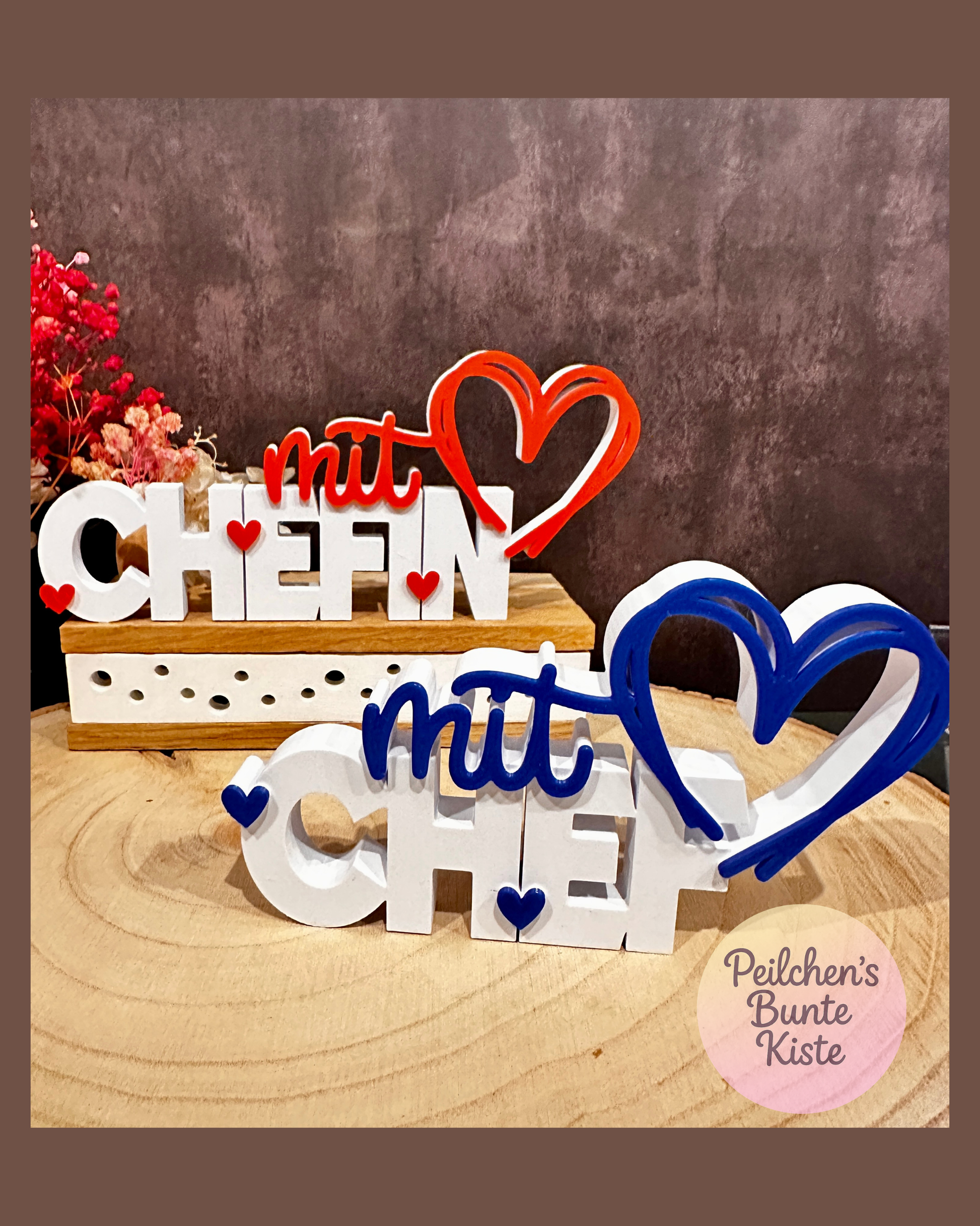 Geschenk für Chef oder Chefin mit Herz – Dekoschriftzug als Dankeschön