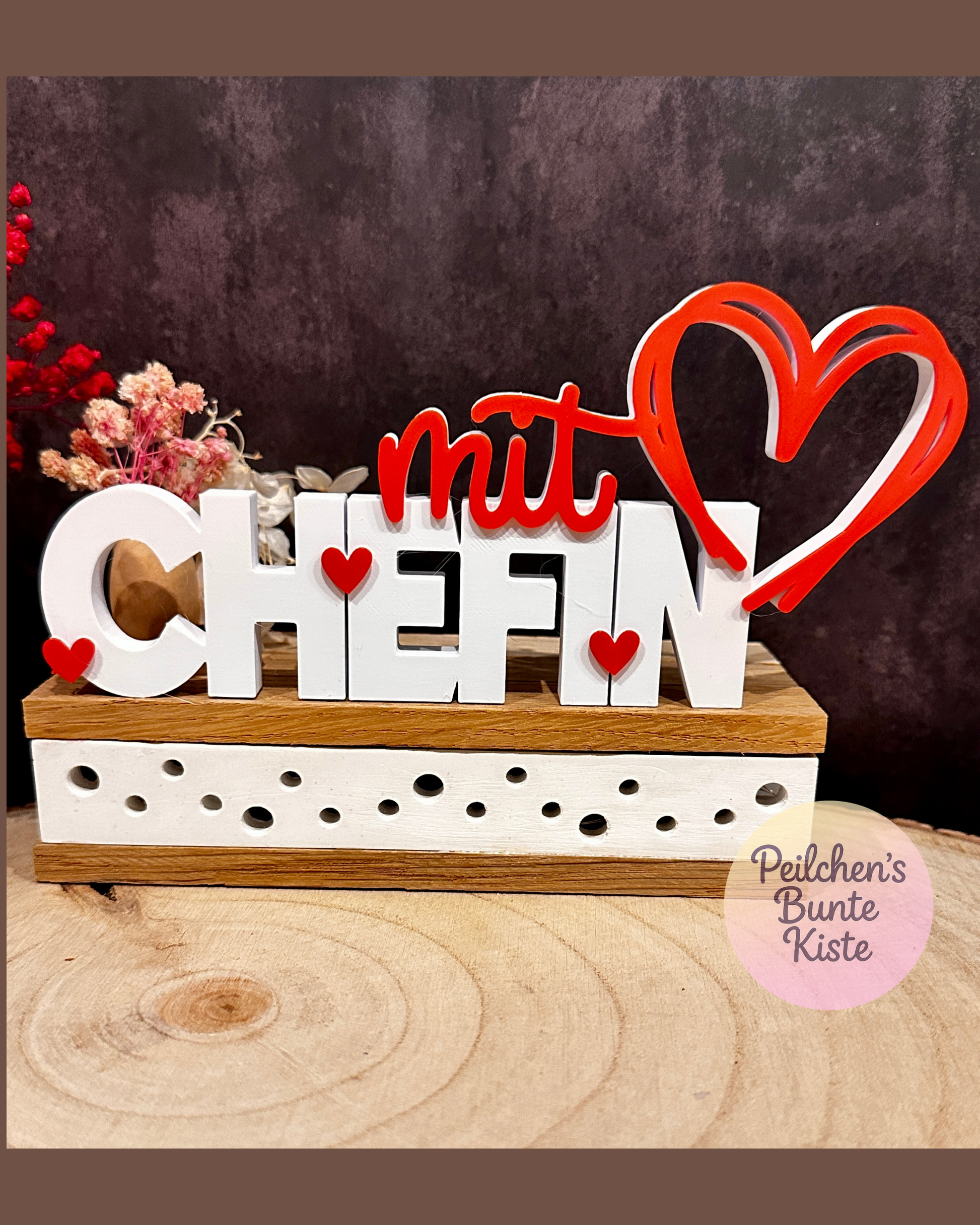 Geschenk für Chef oder Chefin mit Herz – Dekoschriftzug als Dankeschön