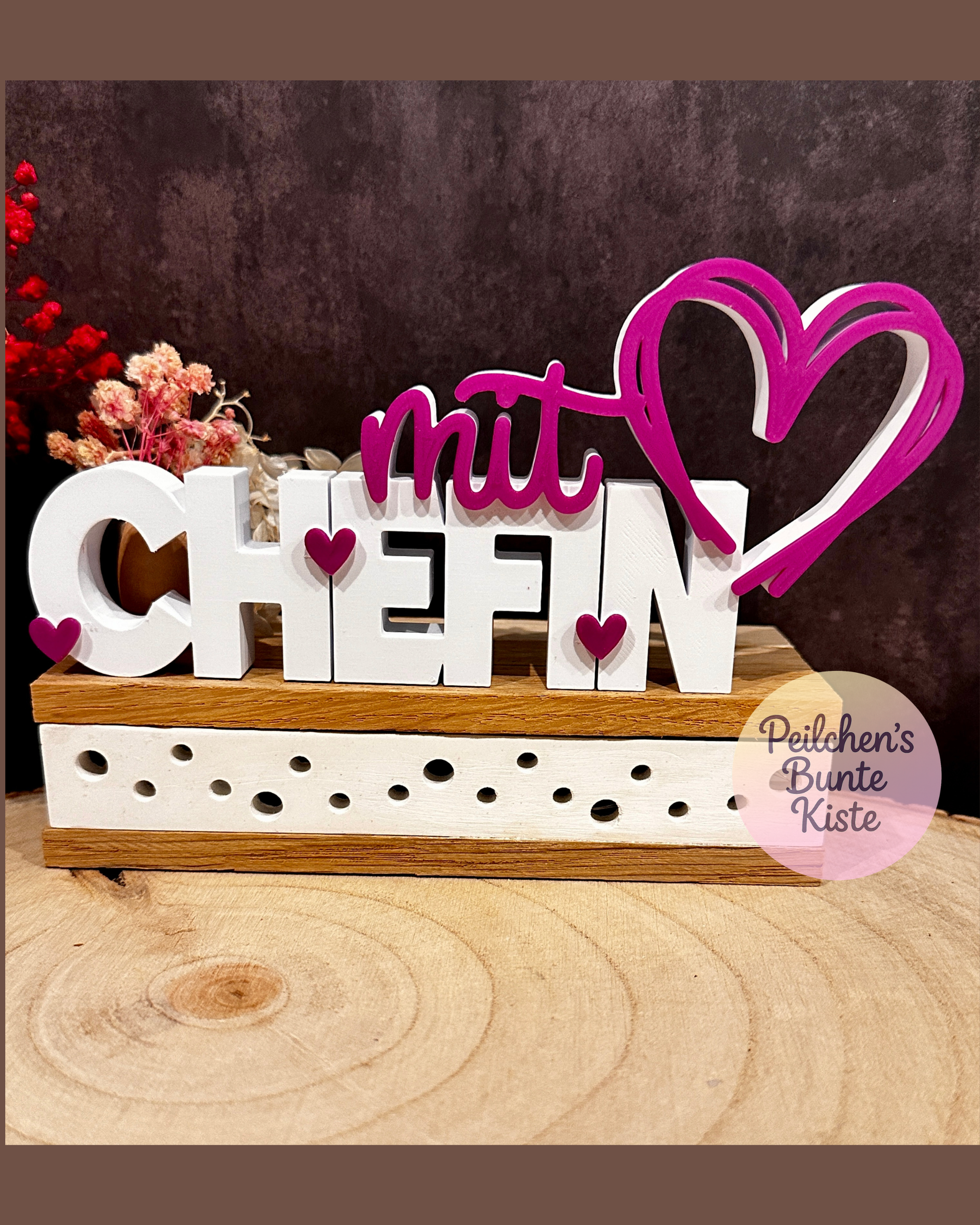 Geschenk für Chef oder Chefin mit Herz – Dekoschriftzug als Dankeschön