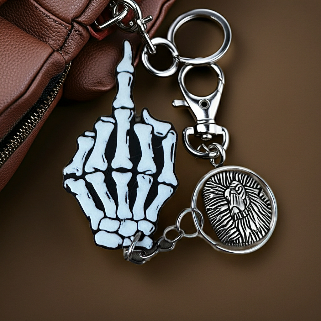 Skelett Mittelfinger Schlüsselanhänger – cooles Statement & Geschenkidee