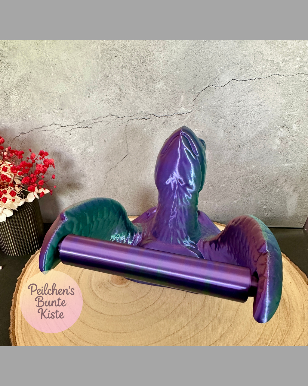 Schildpad – Toiletpapierhouder (koper-groen-paars)