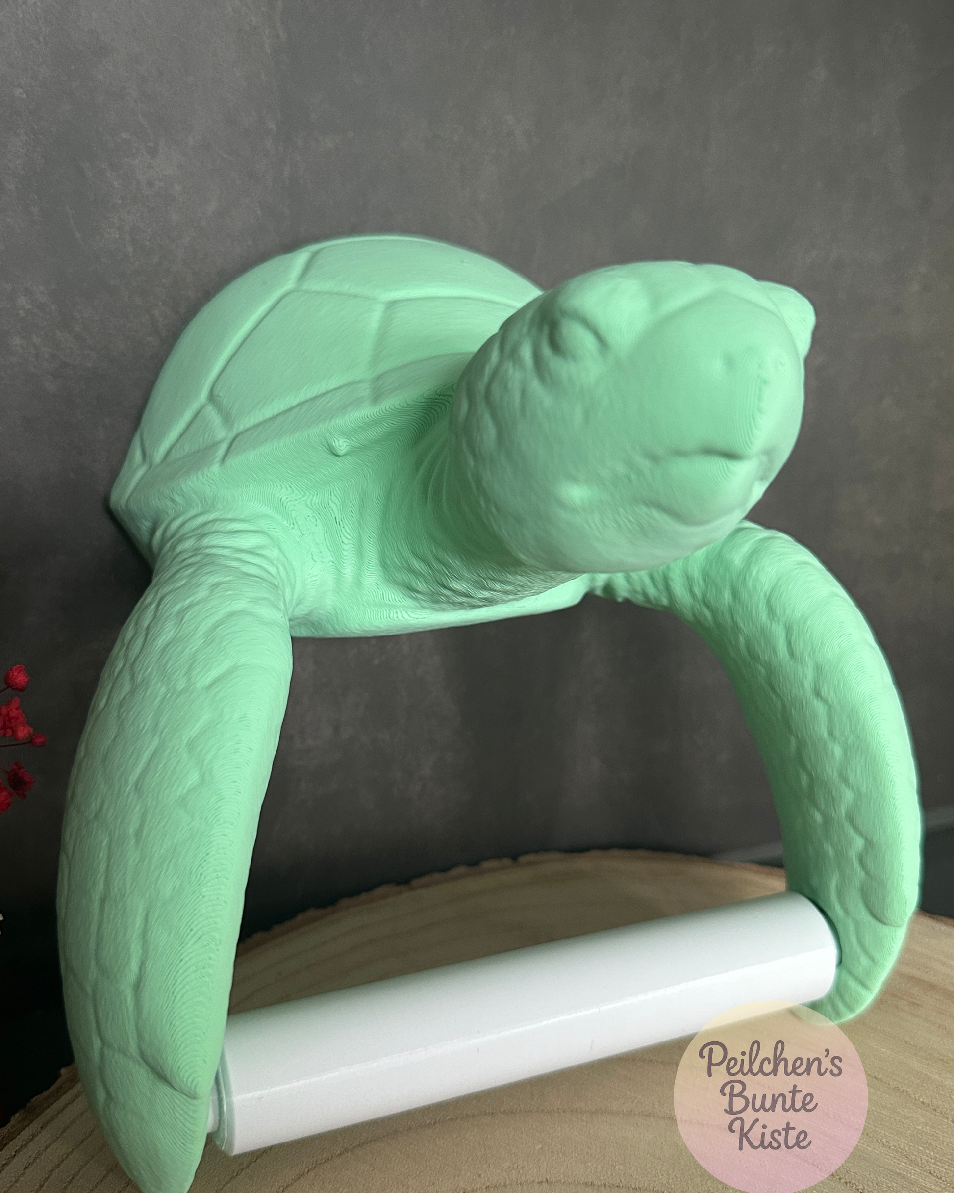 Meeresschildkröten Toilettenpapierhalter Mintgrün Weiß – Maritime Badezimmer Deko – Geschenk für Bad & WC