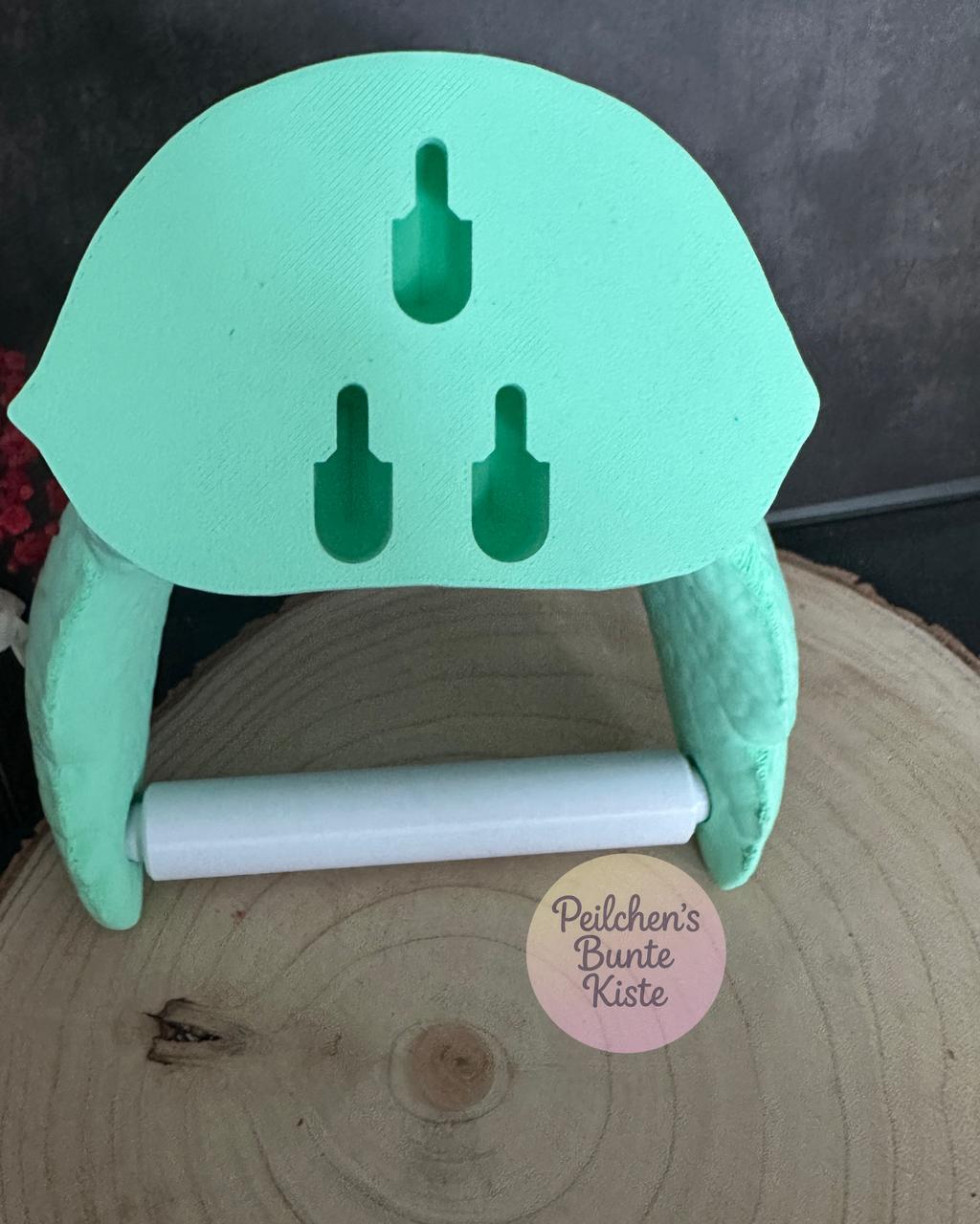 Meeresschildkröten Toilettenpapierhalter Mintgrün Weiß – Maritime Badezimmer Deko – Geschenk für Bad & WC