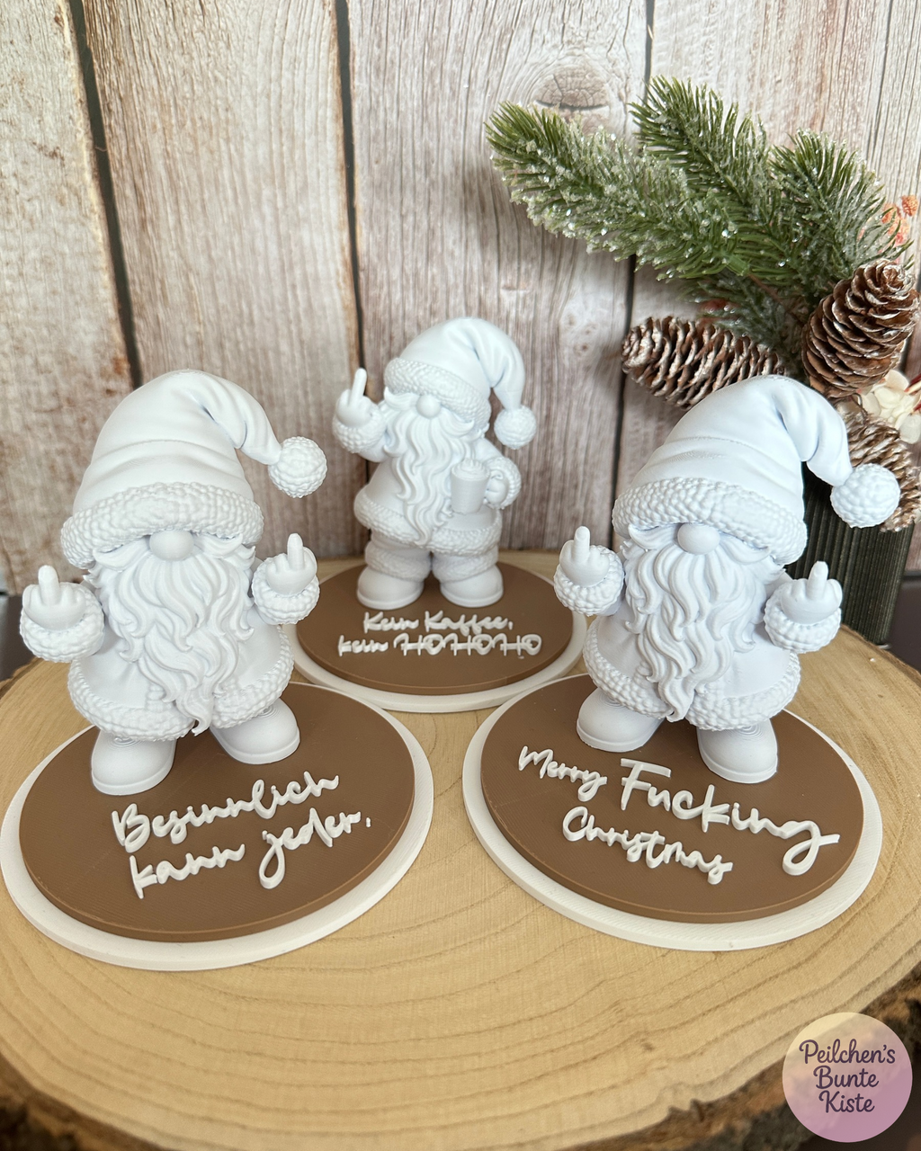 Frecher Weihnachtsmann mit Mittelfinger – Lustige Weihnachtsdeko mit Spruch