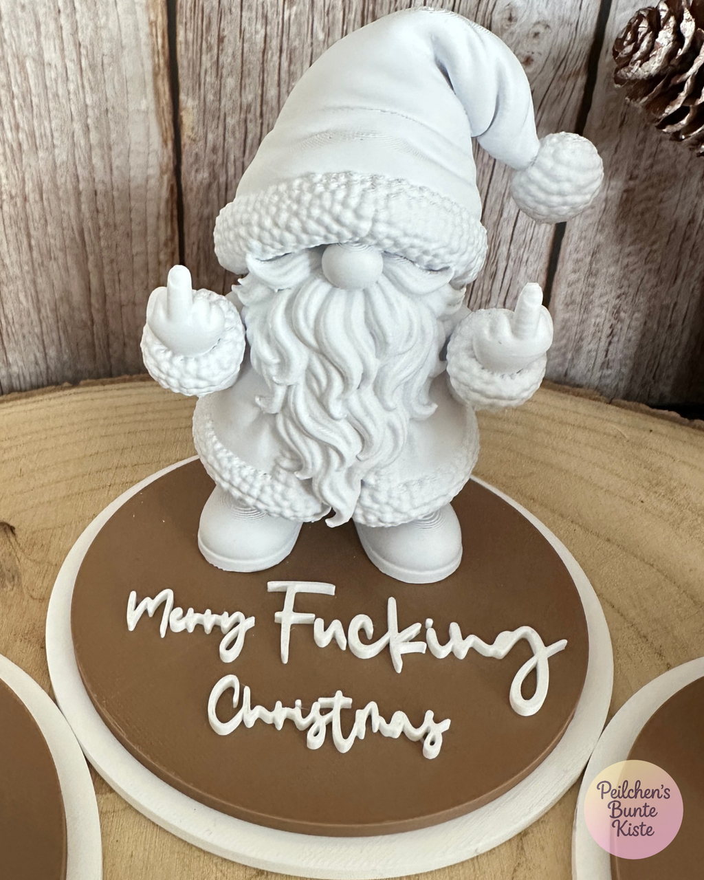 Frecher Weihnachtsmann mit Mittelfinger – Lustige Weihnachtsdeko mit Spruch