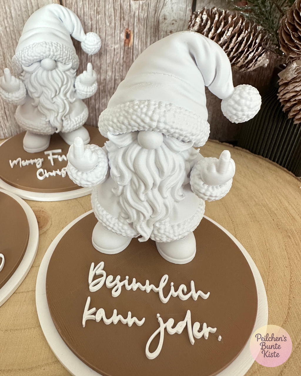 Frecher Weihnachtsmann mit Mittelfinger – Lustige Weihnachtsdeko mit Spruch
