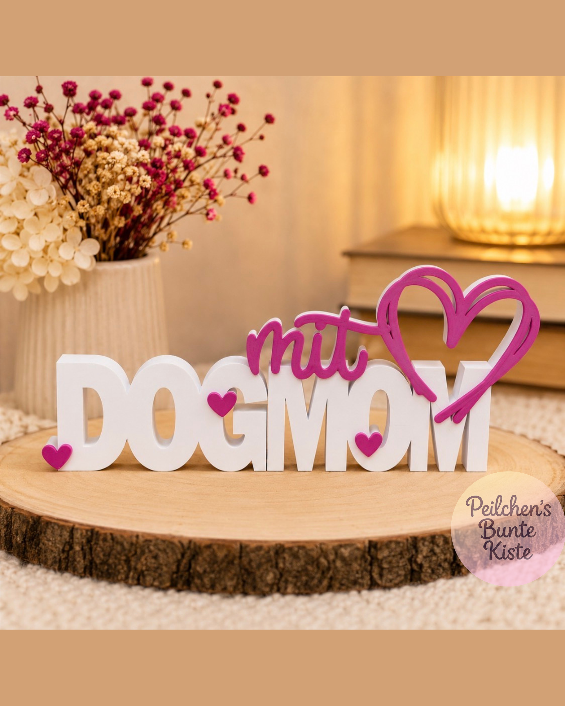 DOG MOM & DOG DAD Aufsteller mit Herz – Hunde Deko für Frauchen & Herrchen