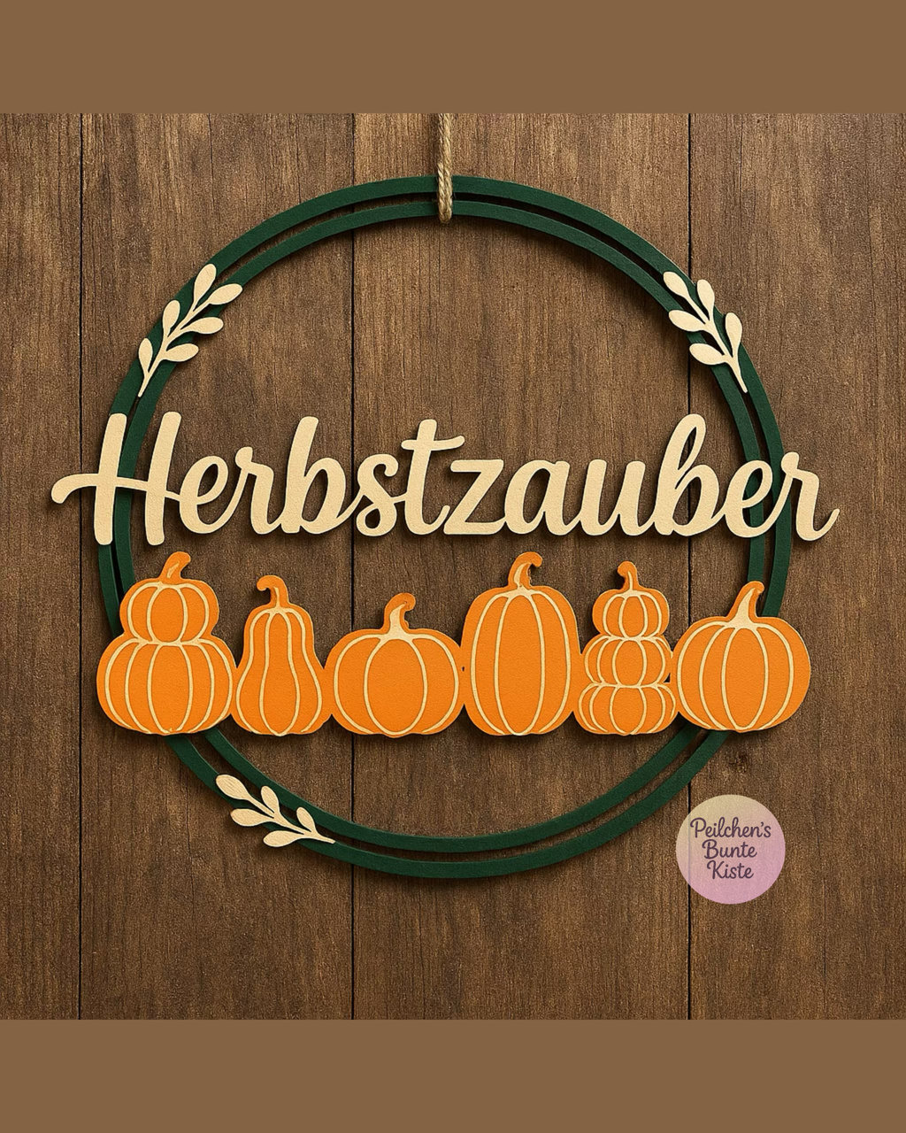 Herbstzauber Türschild mit Kürbissen | Herbstdeko