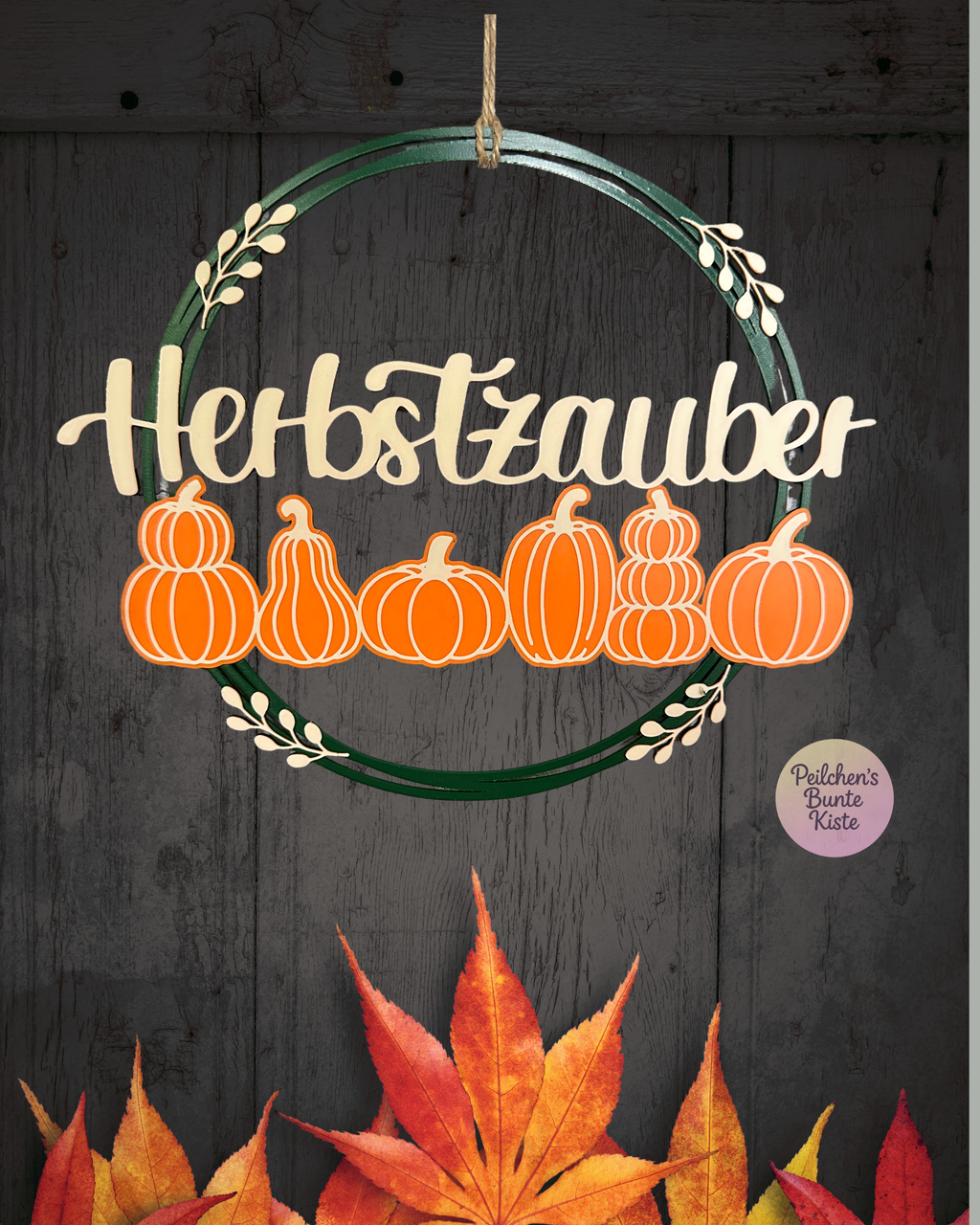 Herbstzauber Türschild mit Kürbissen | Herbstdeko