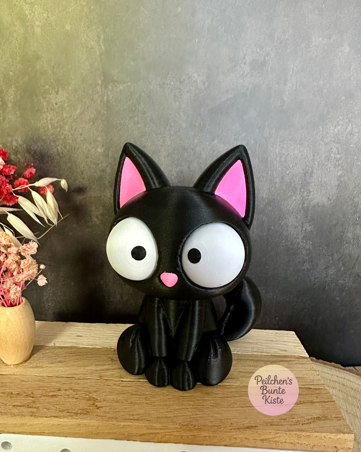 Lustige Hexe & schwarze Katze mit beweglichen Augen – Halloween Deko