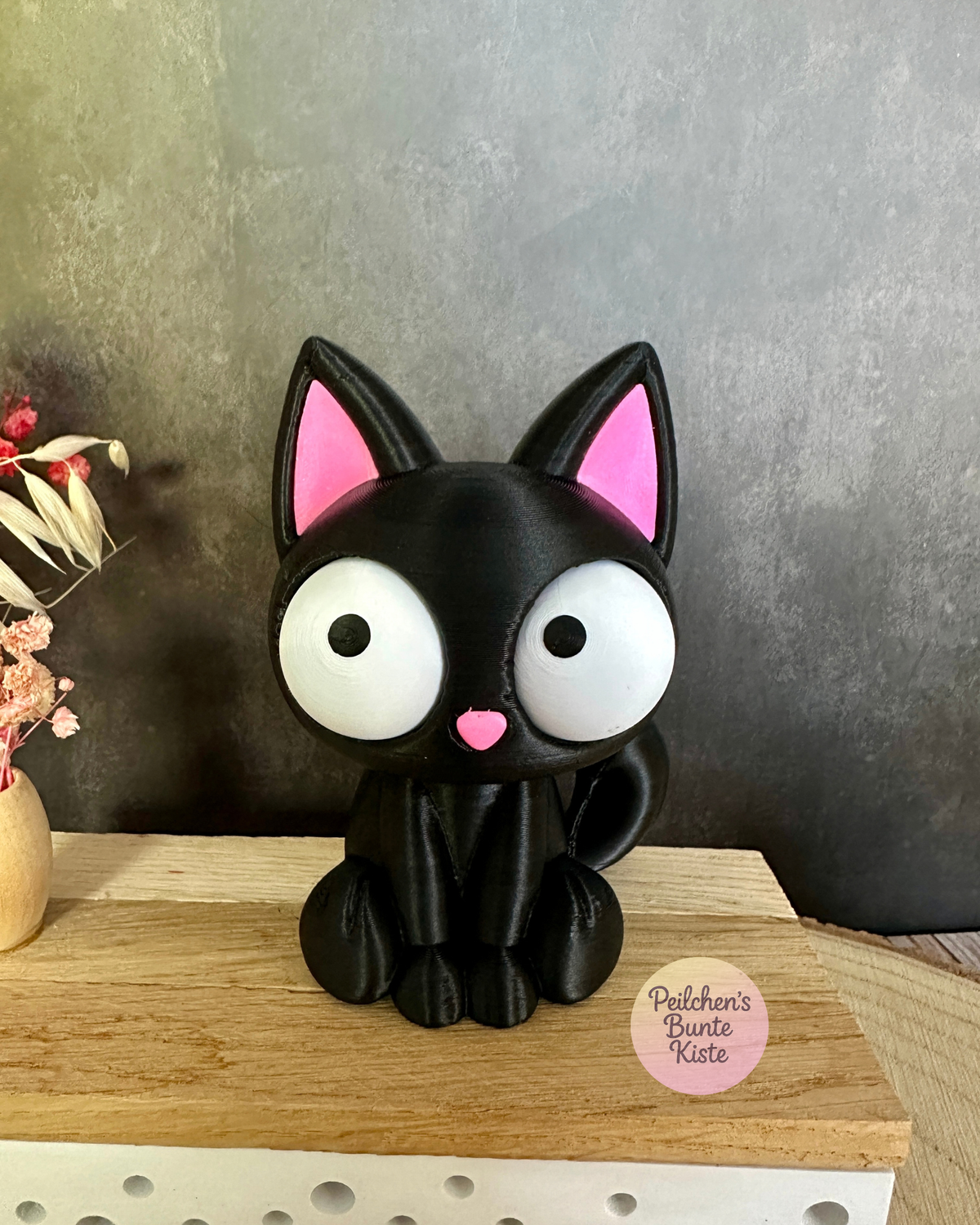 Lustige Hexe & schwarze Katze mit beweglichen Augen – Halloween Deko