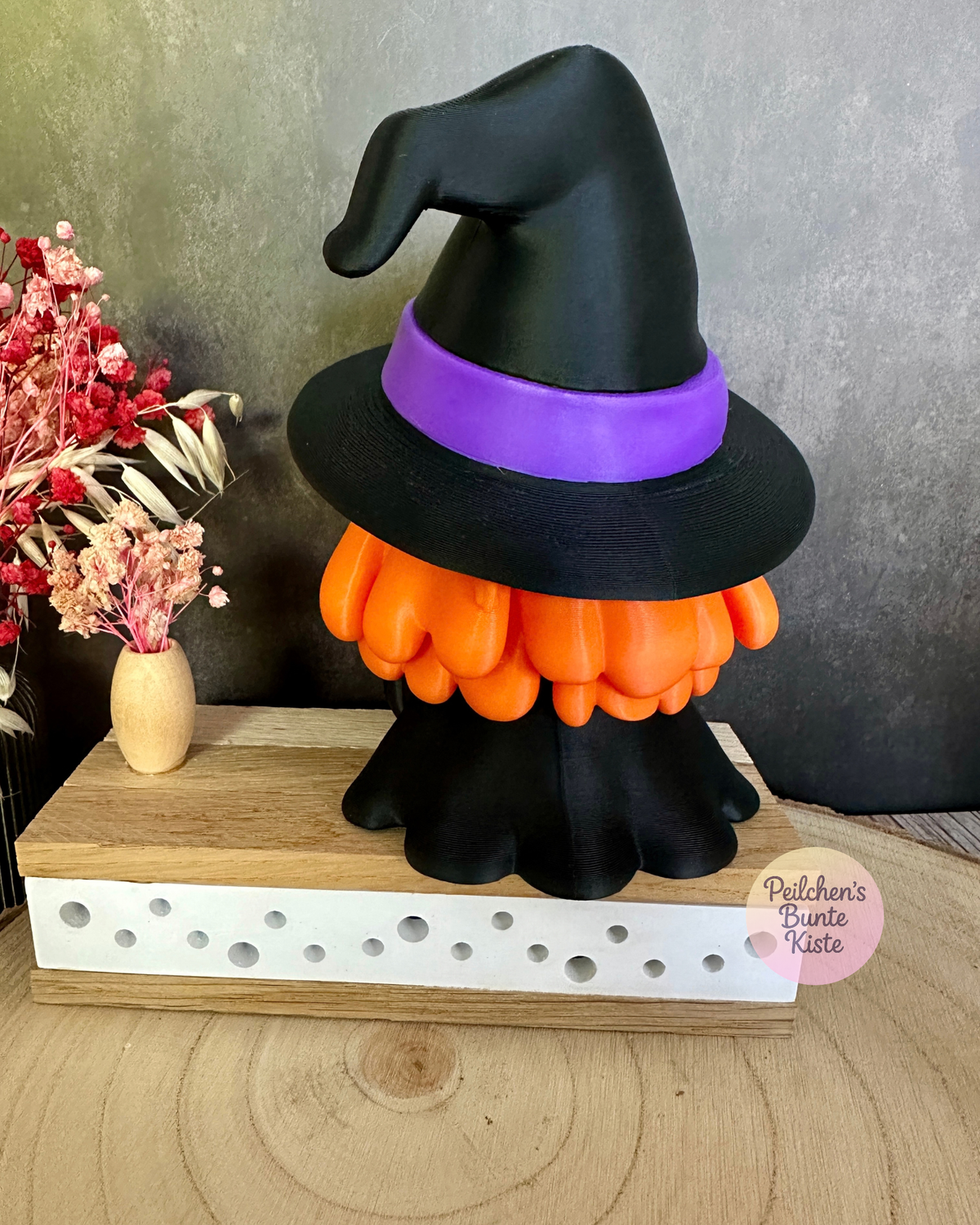 Lustige Hexe & schwarze Katze mit beweglichen Augen – Halloween Deko
