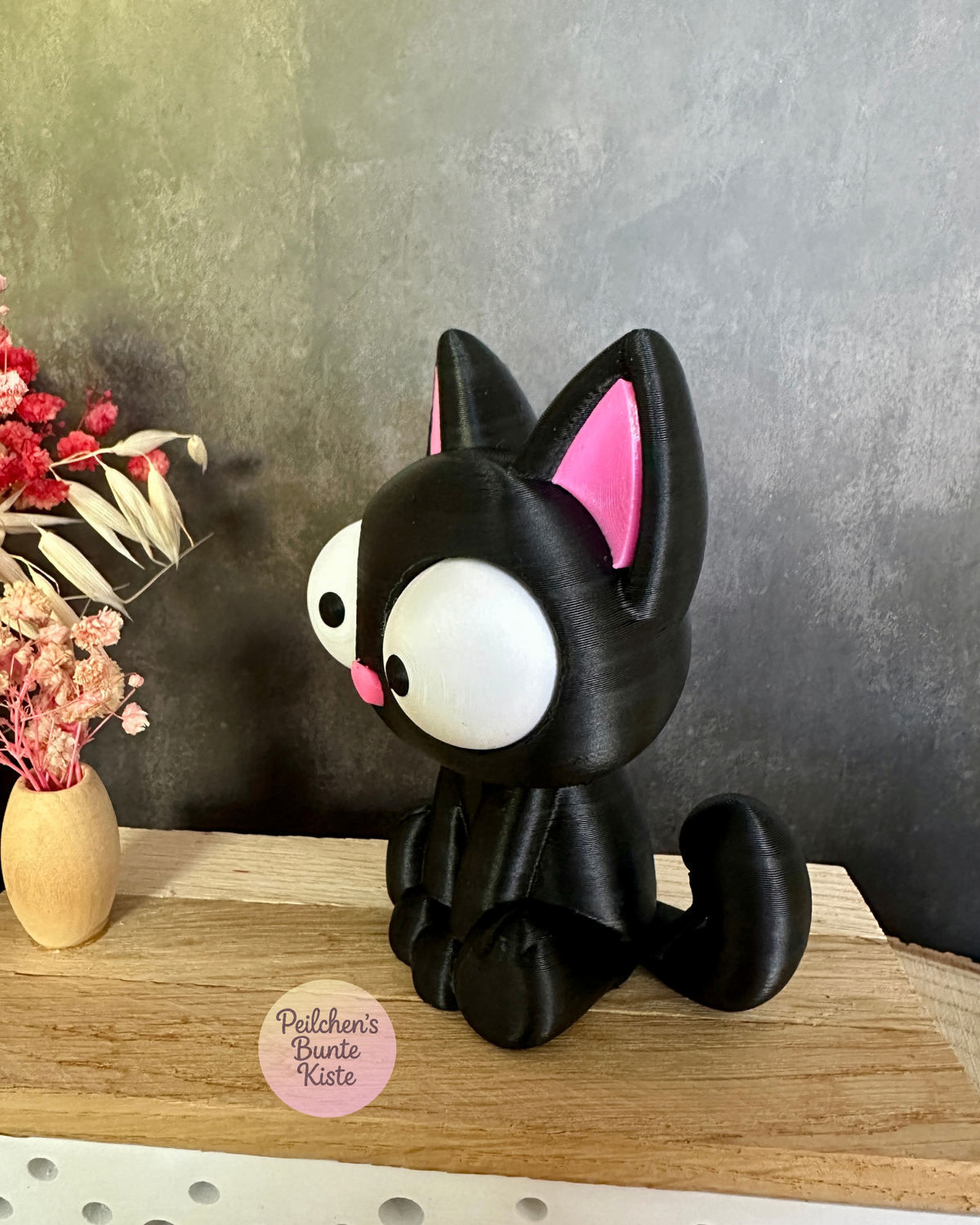 Lustige Hexe & schwarze Katze mit beweglichen Augen – Halloween Deko