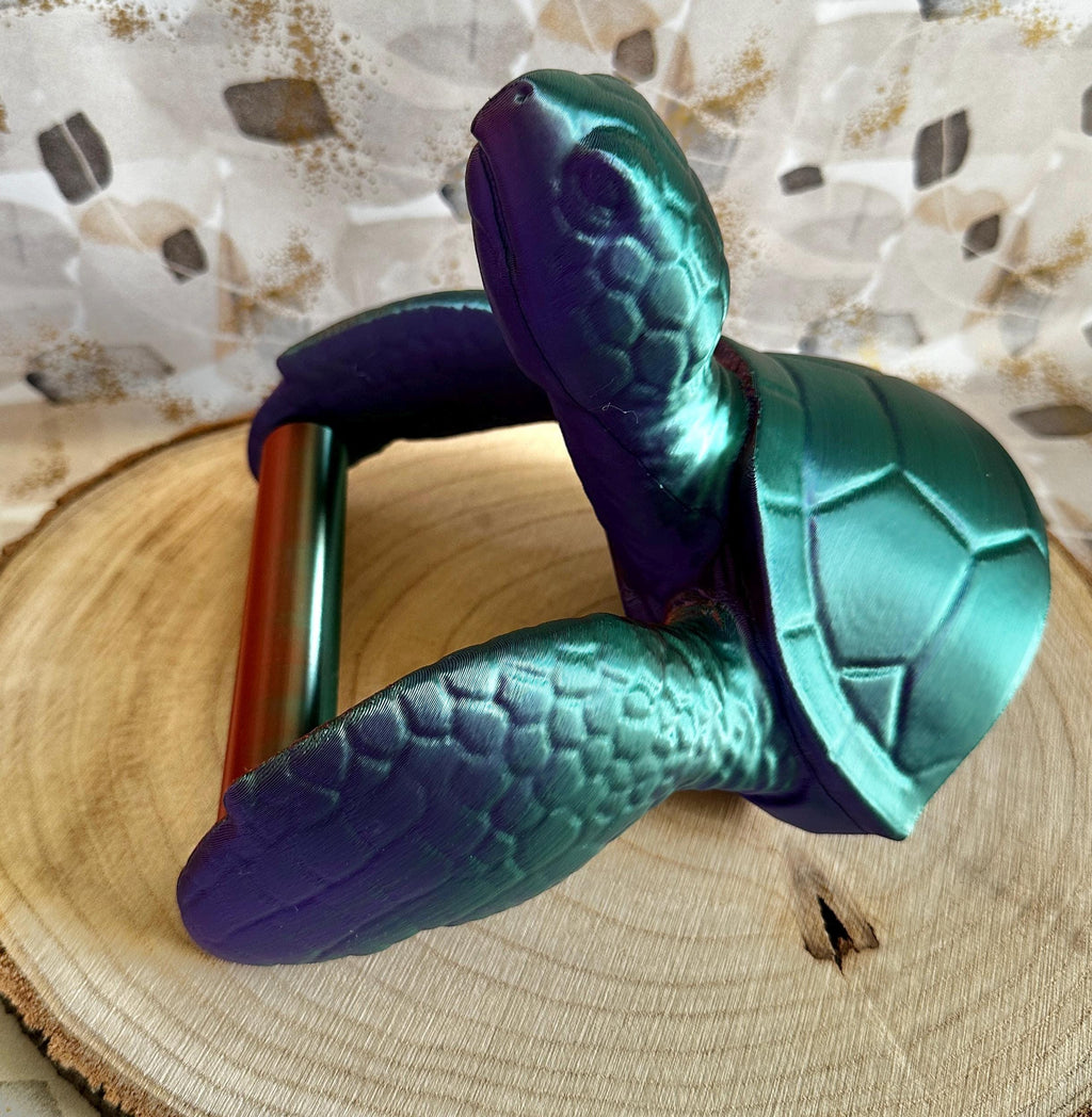 Toilettenrollenhalter Wand Schildkröte Bad Deko 3D-Druck – Meeres-Deko WC Halterung – Geschenk für Meeresfreunde Kupfer-Lila-Grün
