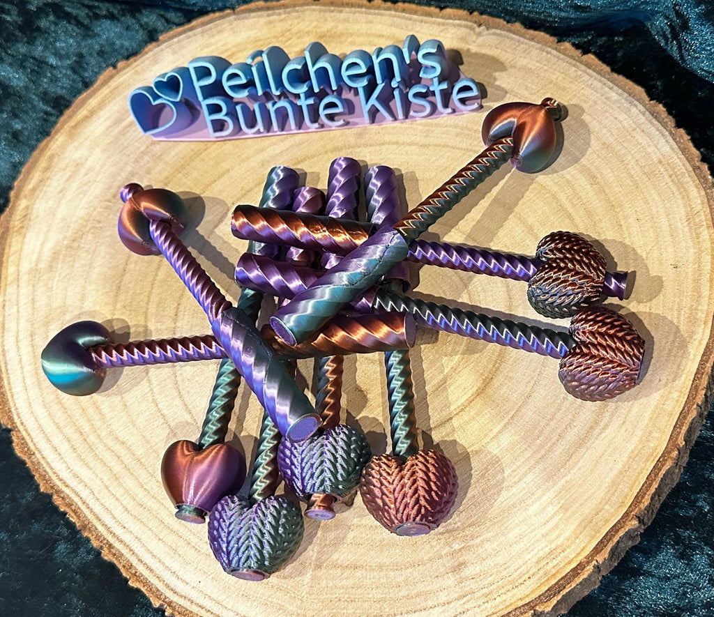 Fidget Kugelschreiber mit Herz-3D-gedruckt,BIC Mine-Anti-Stress Stift-Geschenk für Schule,Büro,Alltag