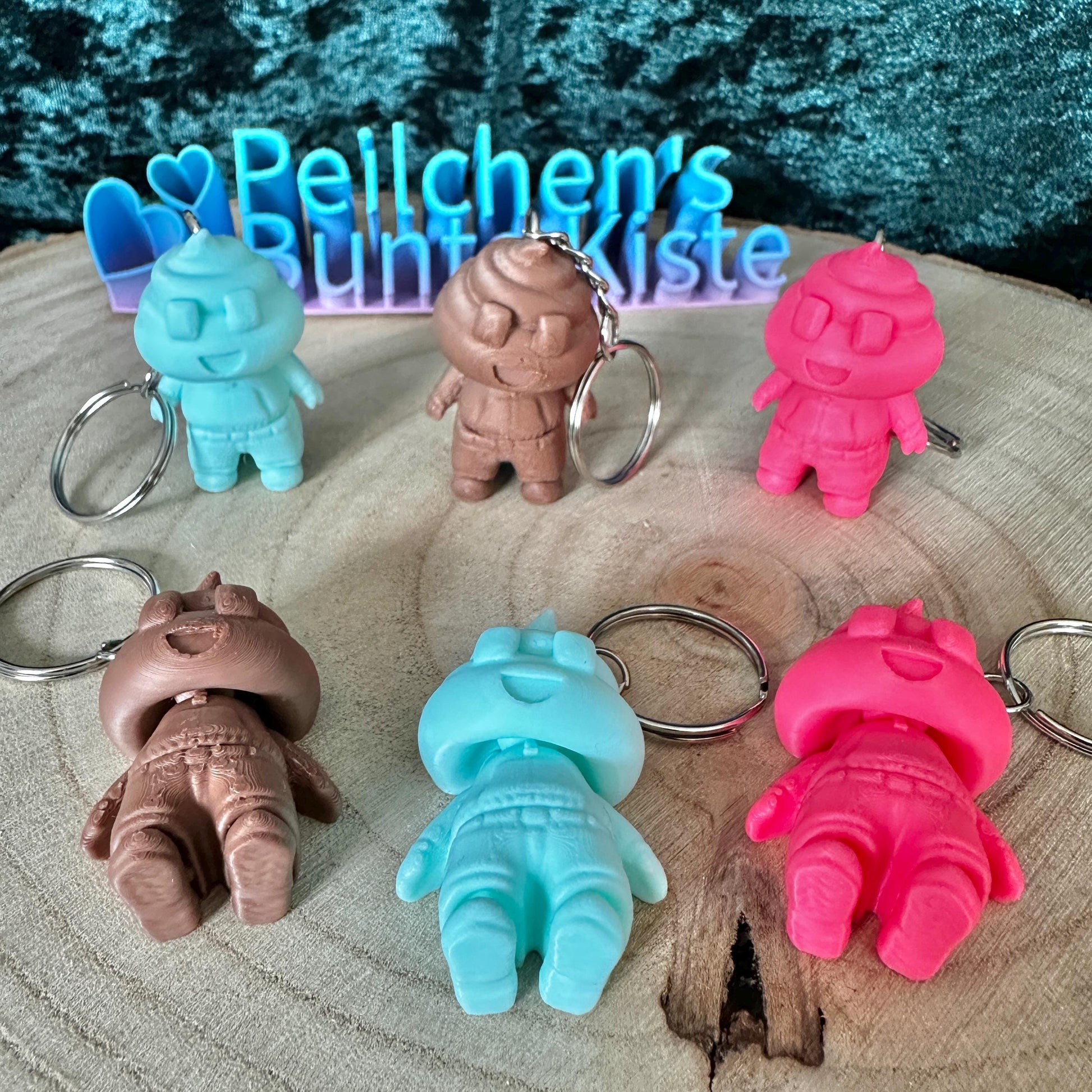 Fidget-Poo (Poop) Schlüsselanhänger – Lustiges Kackhaufen Emoji, beweglich, Anti-Stress Gadget, Geschenkidee 3D Druck