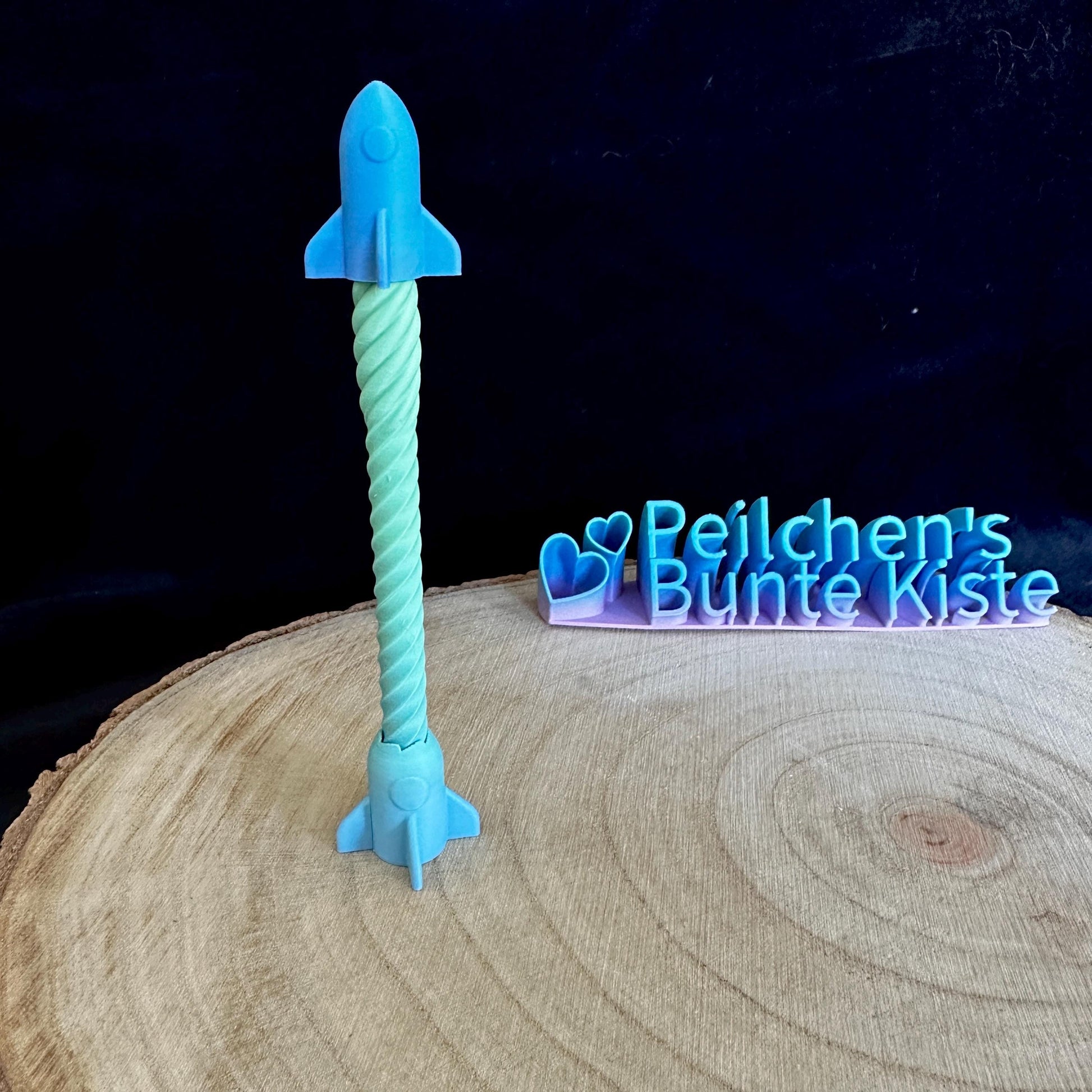 Fidget Raketenstift | Kugelschreiber mit beweglicher Rakete | Farbverlauf | BIC-Mine austauschbar | Geschenkidee, 3D Druck Anti-Stress-Stift