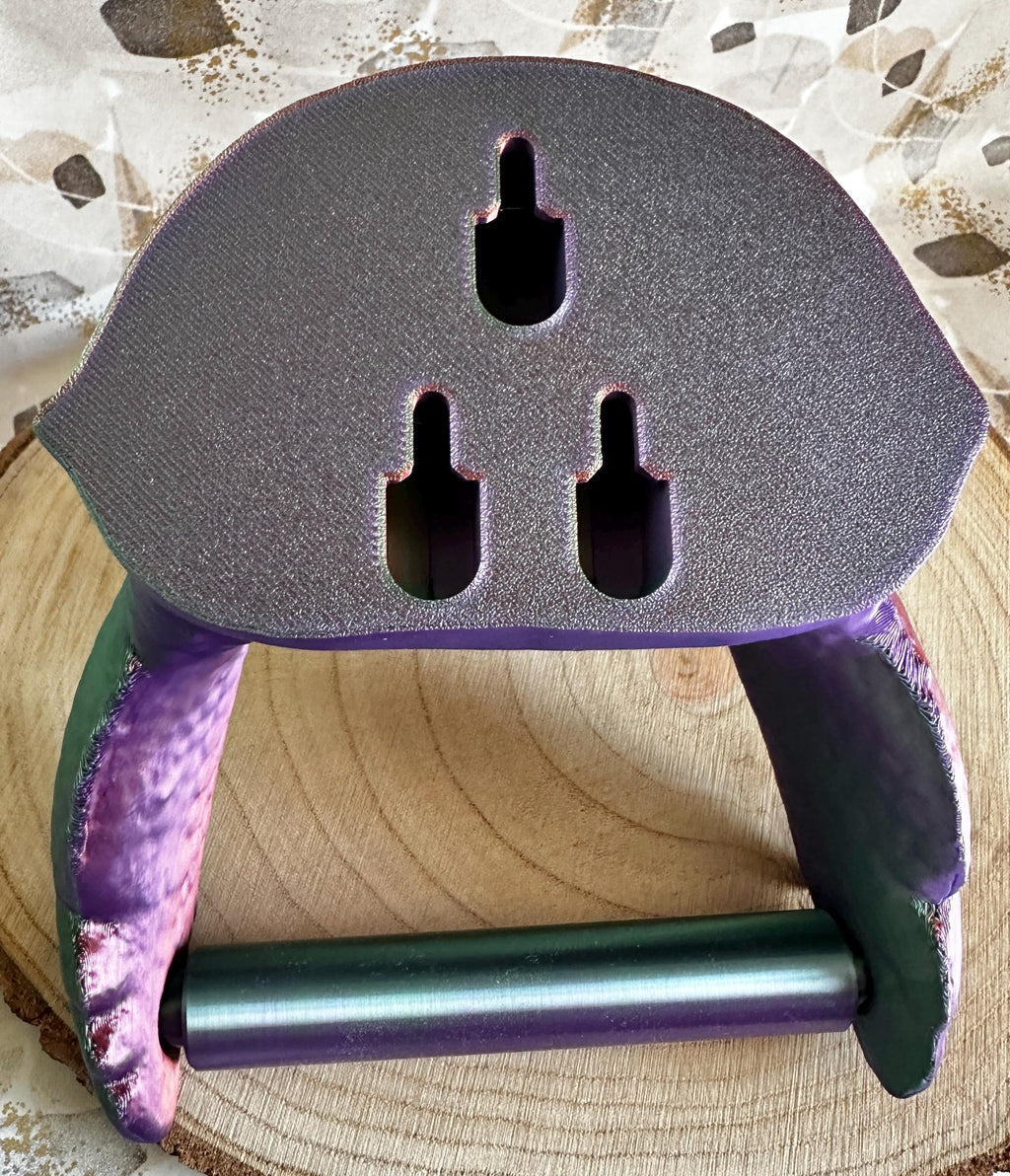 Toilettenrollenhalter Wand Schildkröte Bad Deko 3D-Druck – Meeres-Deko WC Halterung – Geschenk für Meeresfreunde Kupfer-Lila-Grün
