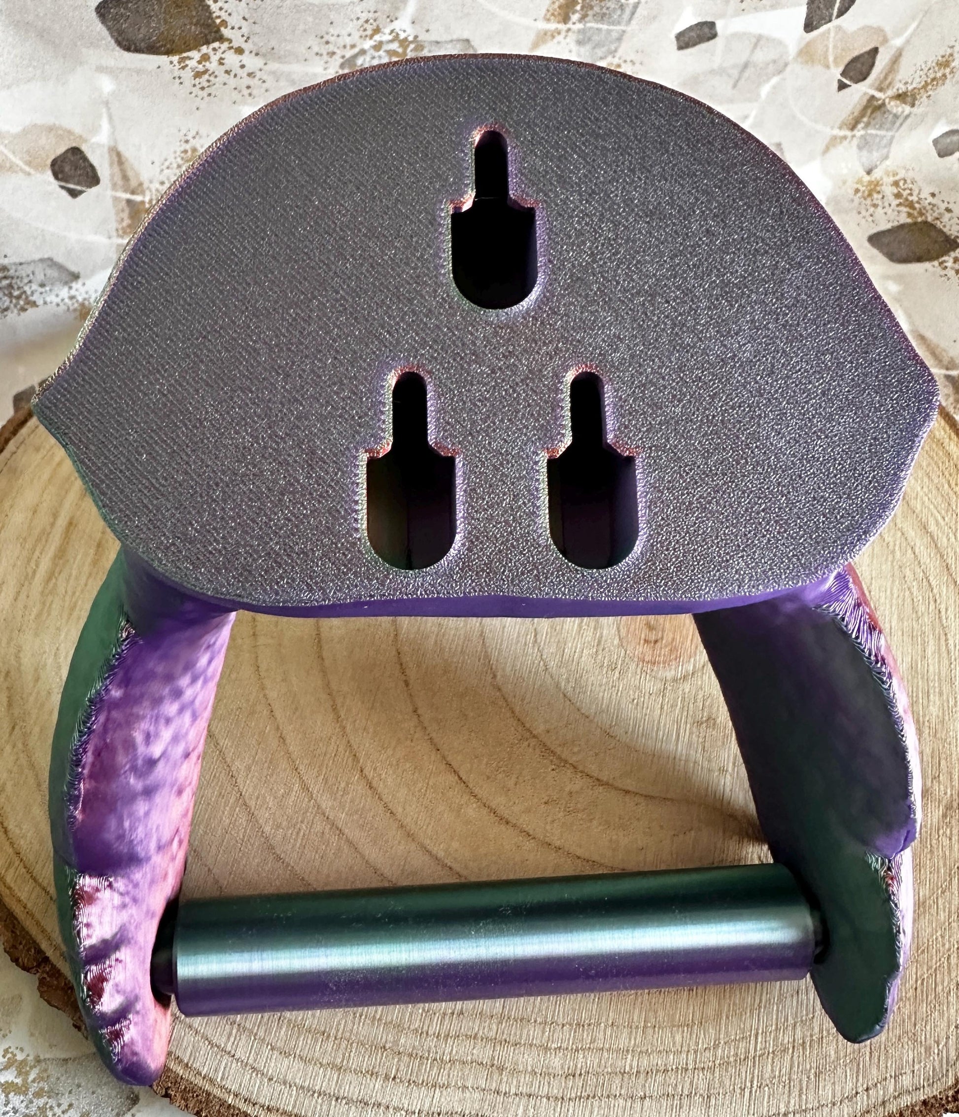 Toilettenrollenhalter Wand Schildkröte Bad Deko 3D-Druck – Meeres-Deko WC Halterung – Geschenk für Meeresfreunde Kupfer-Lila-Grün