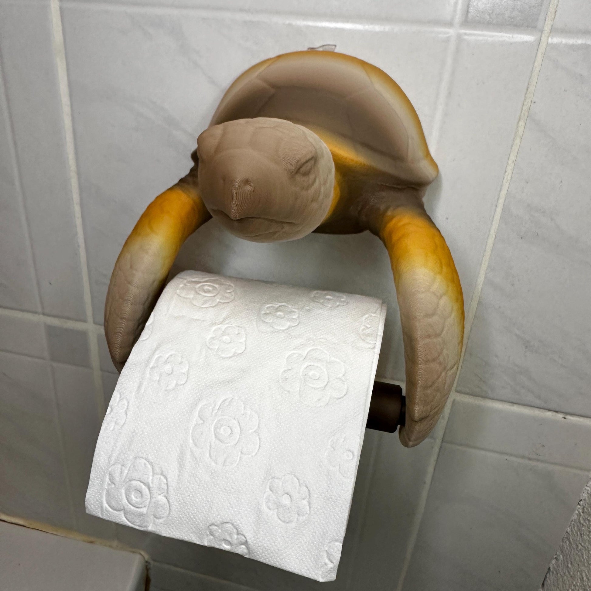 Toilettenrollenhalter Schildkröte Bad Deko 3D-Druck – Meeres-Deko WC Halterung – Geschenk für Meeresfreunde – Naturton