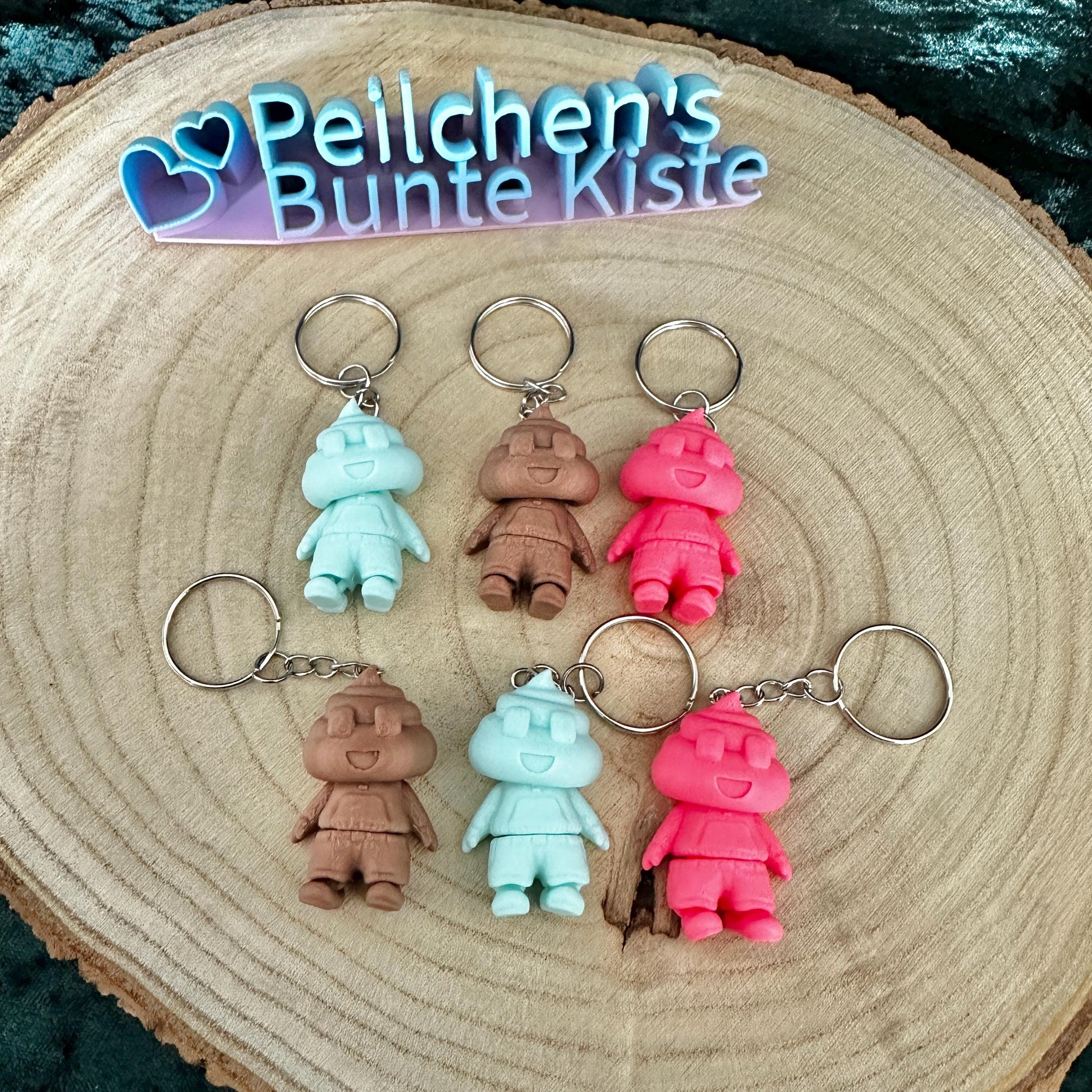 Fidget-Poo (Poop) Schlüsselanhänger – Lustiges Kackhaufen Emoji, beweglich, Anti-Stress Gadget, Geschenkidee 3D Druck