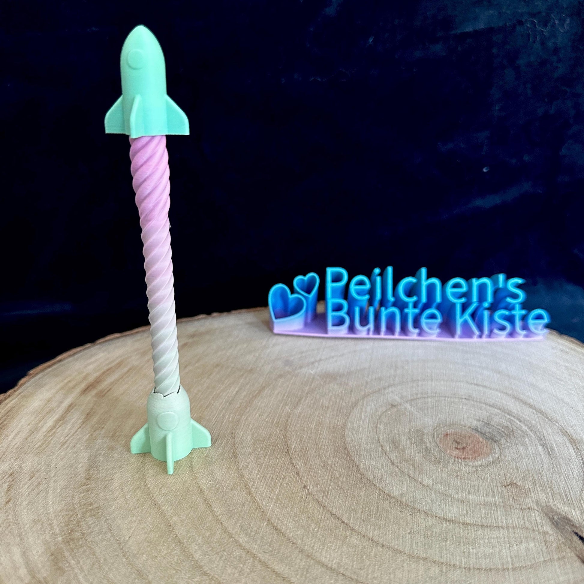 Fidget Raketenstift | Kugelschreiber mit beweglicher Rakete | Farbverlauf | BIC-Mine austauschbar | Geschenkidee, 3D Druck Anti-Stress-Stift