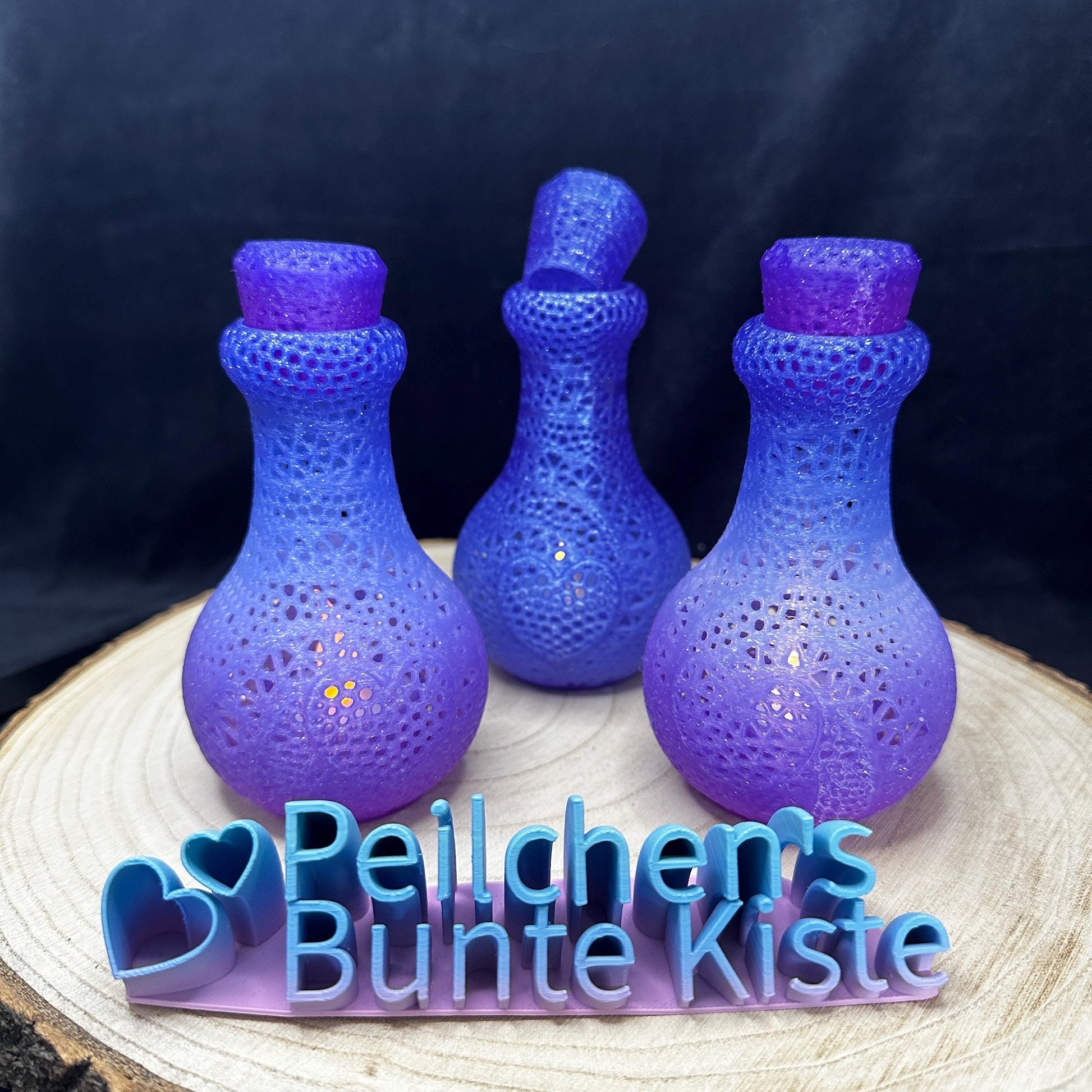 Liebestrank Lampe LED | Glitzer Lampe lila pink | Farbverlauf Nachtlicht | Geschenk Unikat | 3D Druck Fantasy Dekolicht