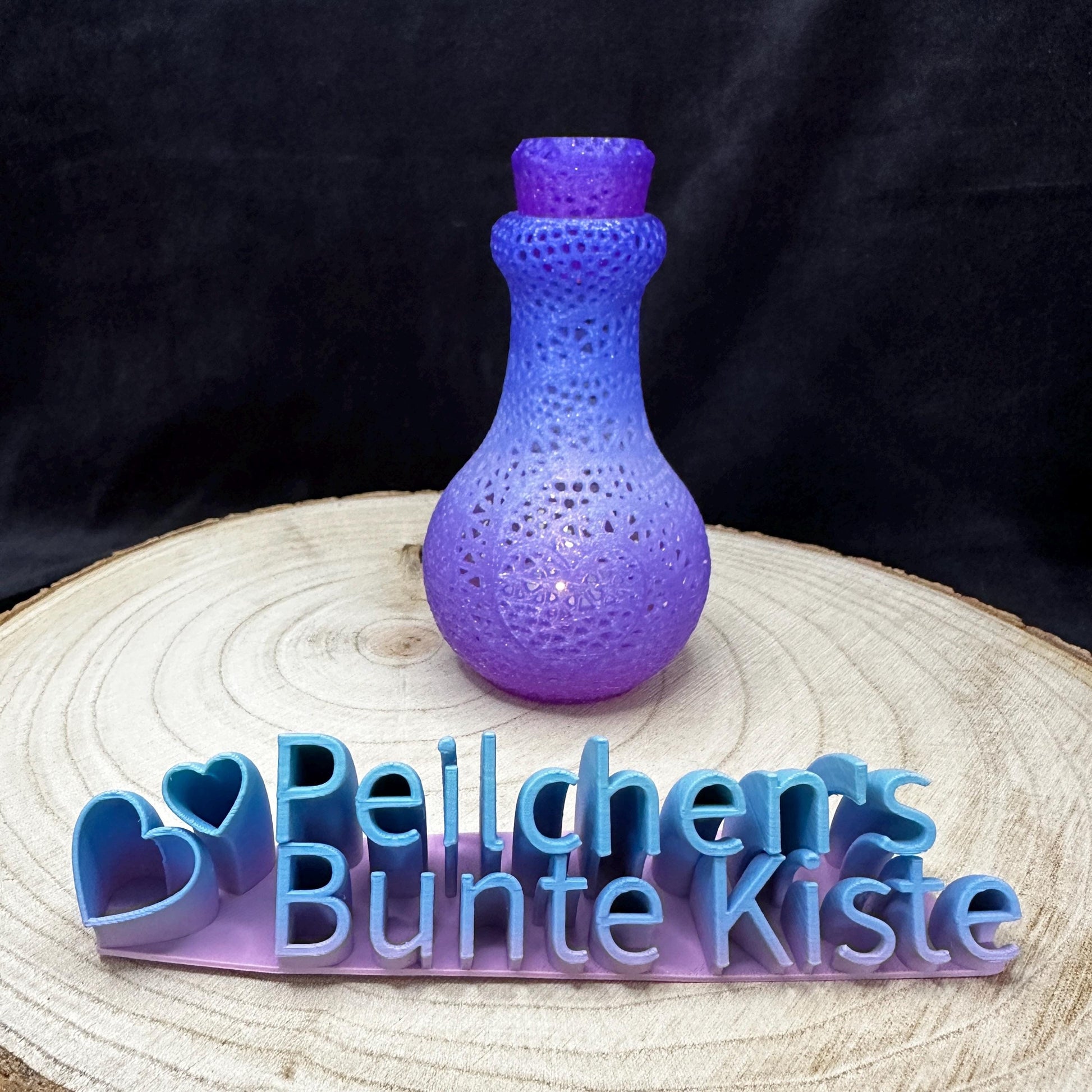 Liebestrank Lampe LED | Glitzer Lampe lila pink | Farbverlauf Nachtlicht | Geschenk Unikat | 3D Druck Fantasy Dekolicht